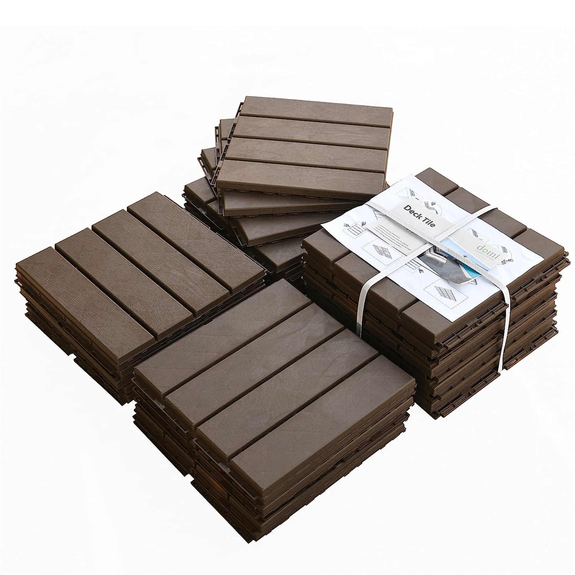 Maocao Hoom BH111972 12-in x 12-in Dark Brown Prefinished Pressure Treated Vinyl/Plastic Deck tile ( 27-sq ft )