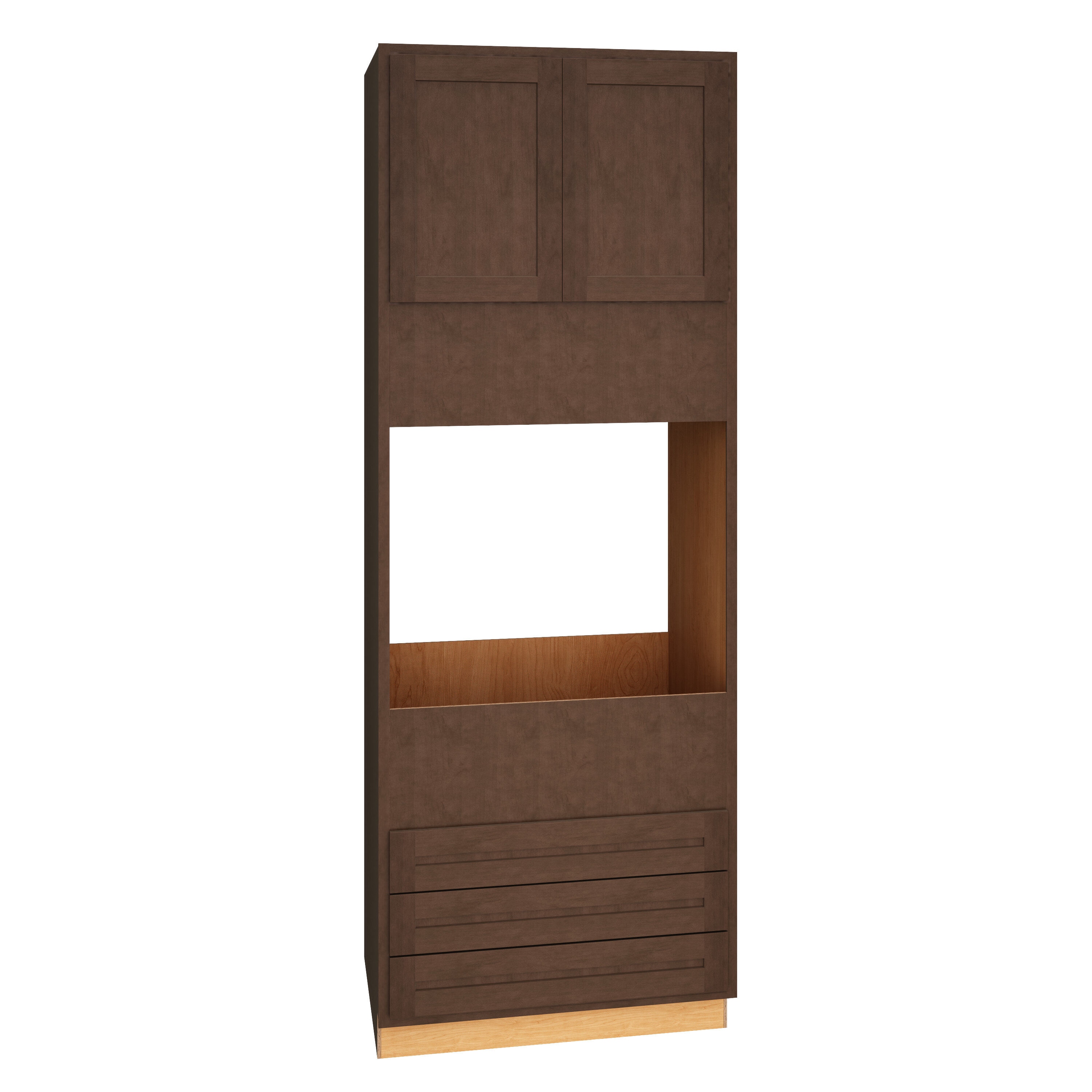 Diamond Express Jamestown 33-in W x 90-in H x 24-in D Thatch Partial Overlay 3-Drawers Single Oven Base Fully Assembled Plywood Cabinet (Recessed Panel Shaker Style)