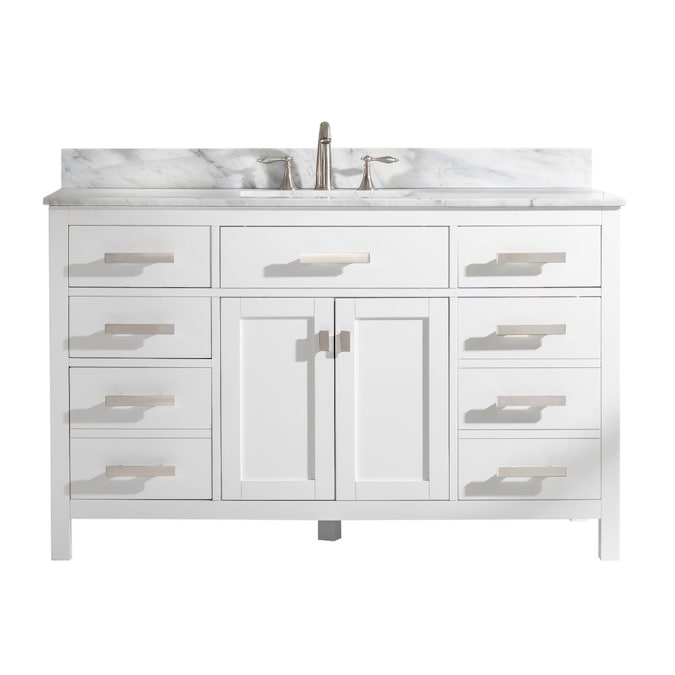 Design Element Valentino 54 In White, White Bathroom Cabinet With Marble Top