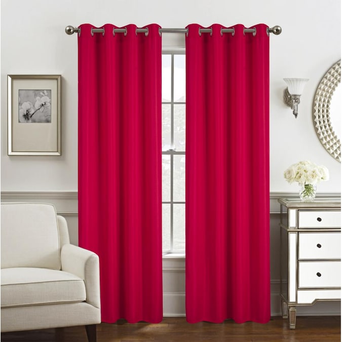 Olivia Gray 84 In Red Polyester Light, Red And Gray Curtains