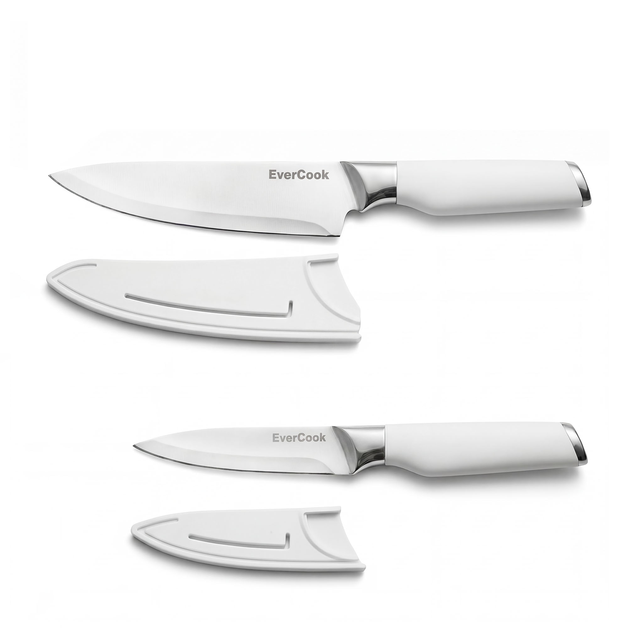 EverCook  4-Piece Knife Set with Blade Sheaths Stainless Steel Cutlery White