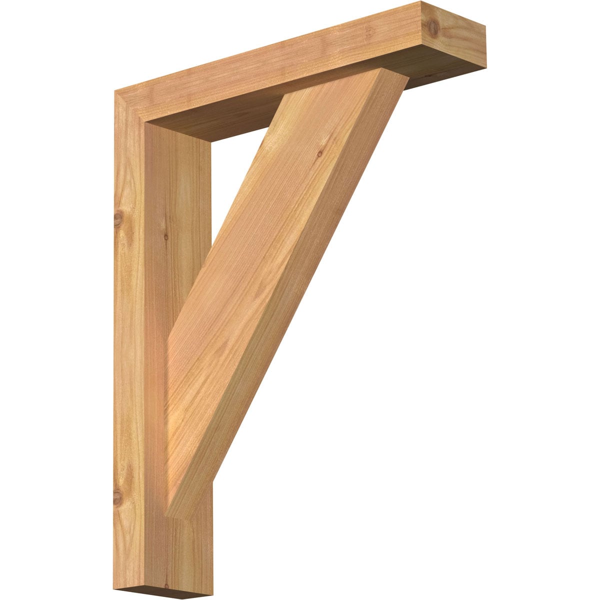 Ekena Millwork 1464806 Traditional Block Smooth Bracket with Offset Brace 3-1/2-in x 14-in x 18-in Western red cedar Brown Wood Standard bracket