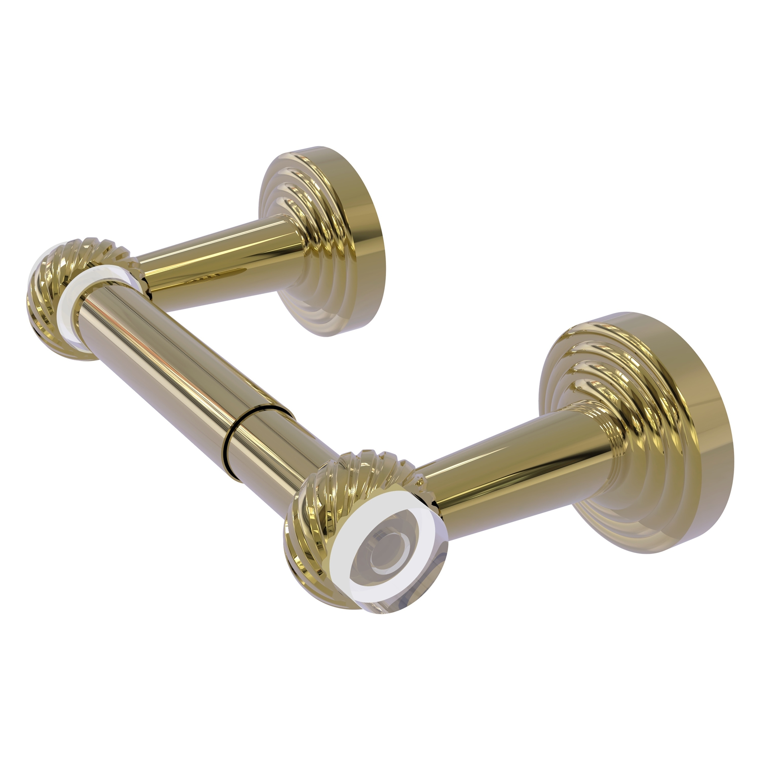 Allied Brass PB-24T-UNL Pacific Beach Unlacquered Brass Wall mount Double post Toilet Paper Holder 1 -Rolls with Storage