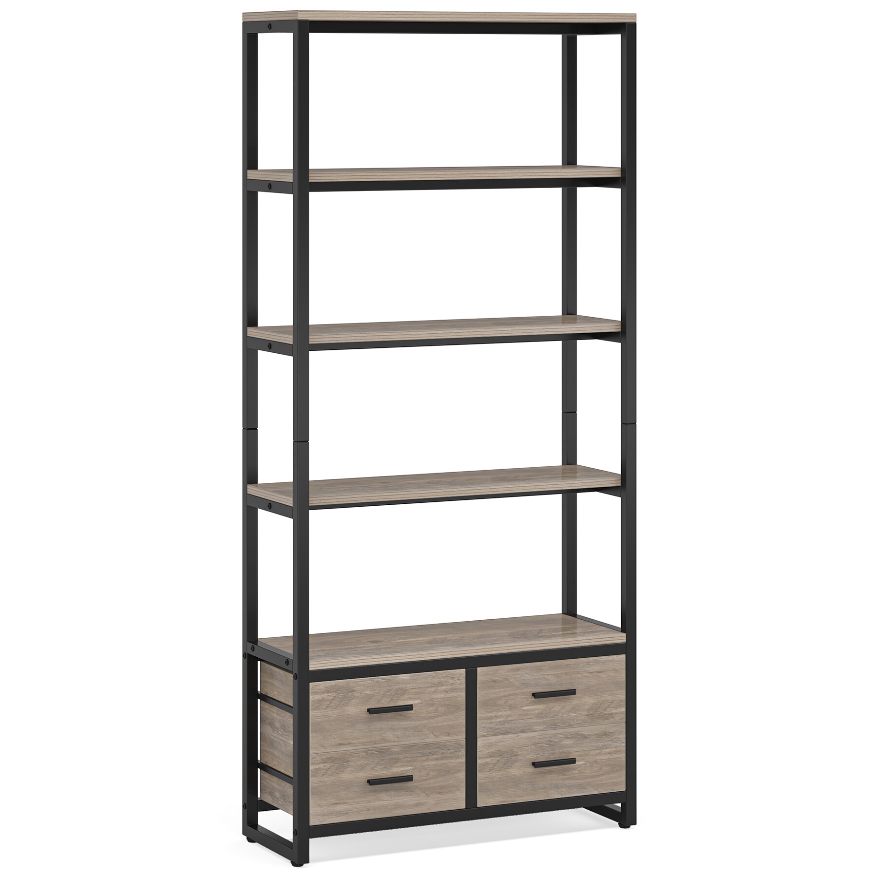 Tribesigns HOGA-JW0426 gray Metal 4 -Shelf Bookcase ( 31.5-in W x 70.86-in H x 11.81-in D ) Unfinished