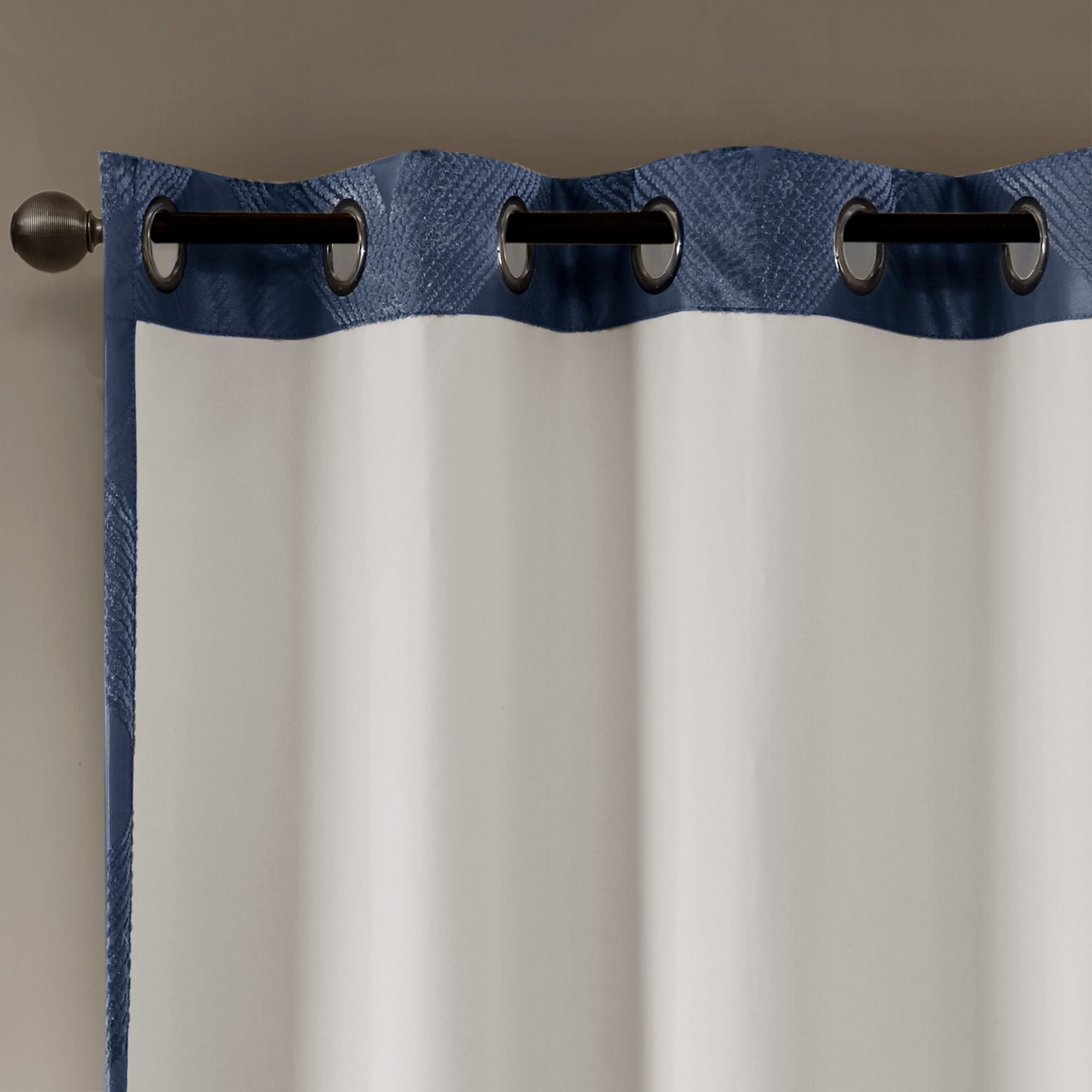 Navy Ogee Knitted Jacquard Blackout Curtain Panel