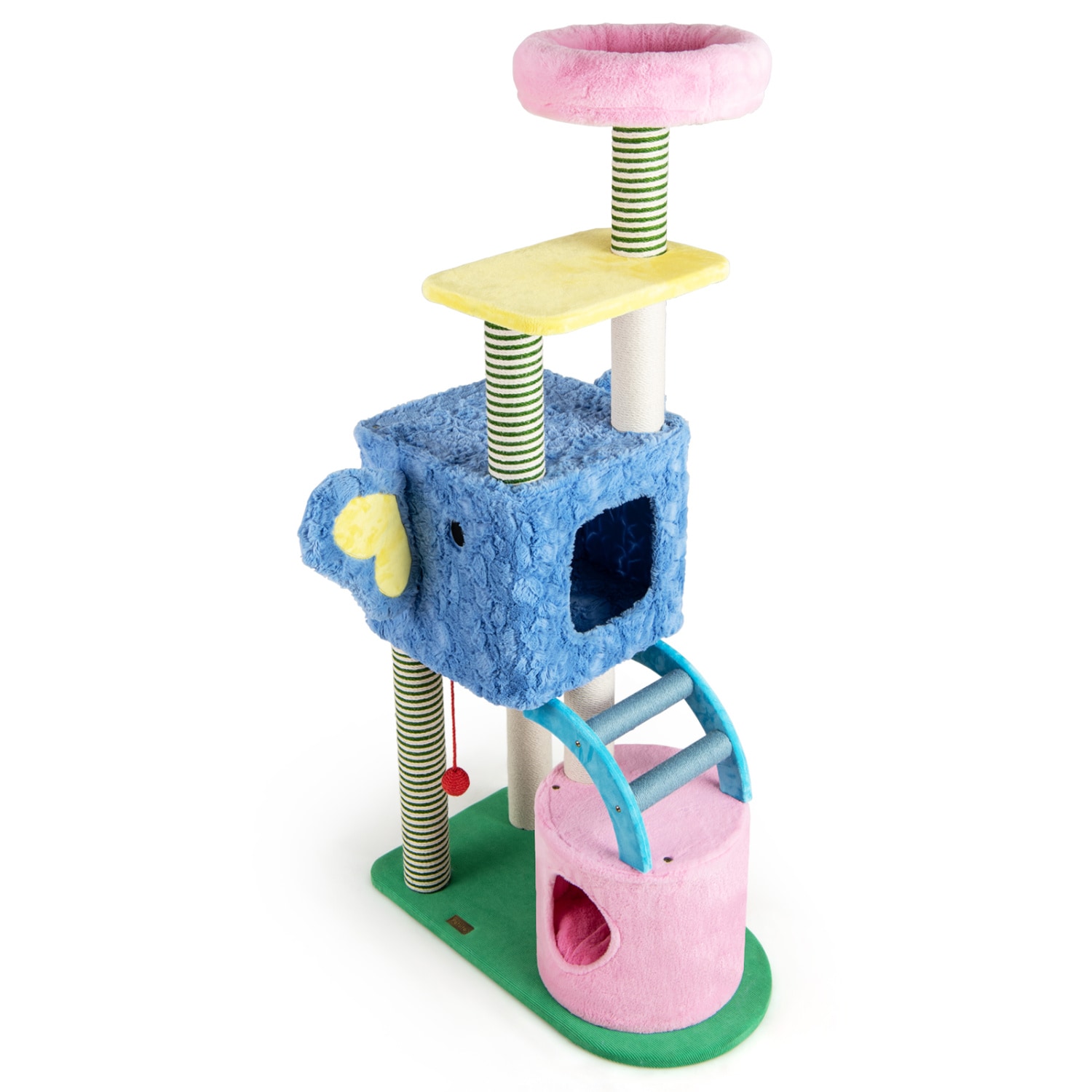 Slickblue - 61 inch x 29.5 inch Colorful Engineered Wood Jute Rope Corduroy Cat Tree Elephant-The...
