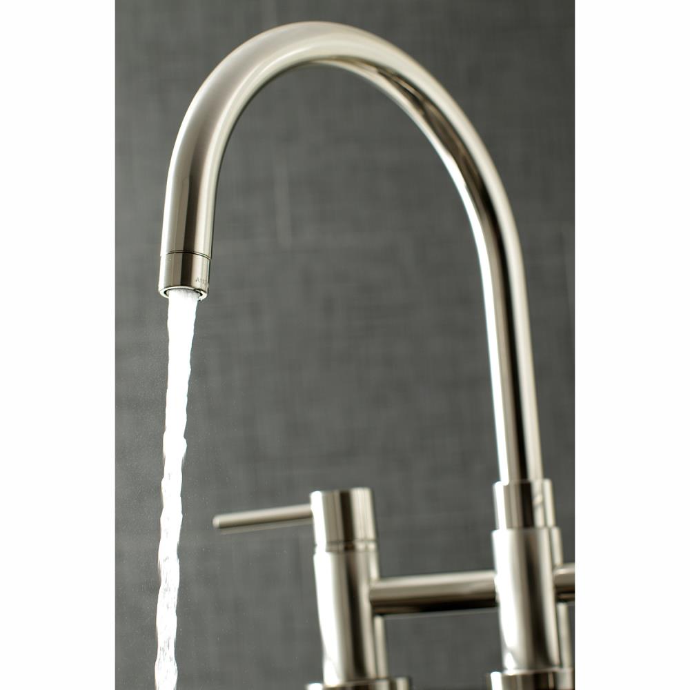 Kingston Brass Concord Brushed Nickel Double Handle Bridge Kitchen