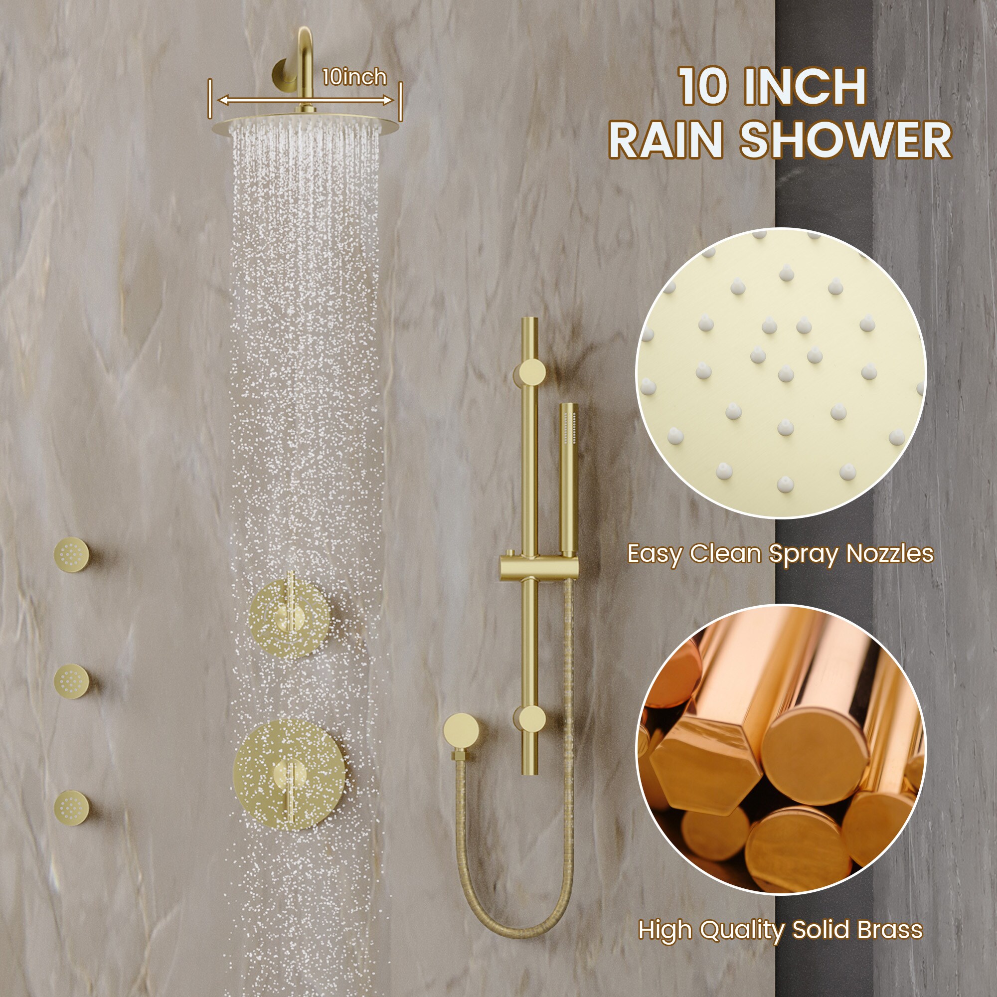CASAINC CA-A4345-BG Showerhead-Bar-Panels - View #3
