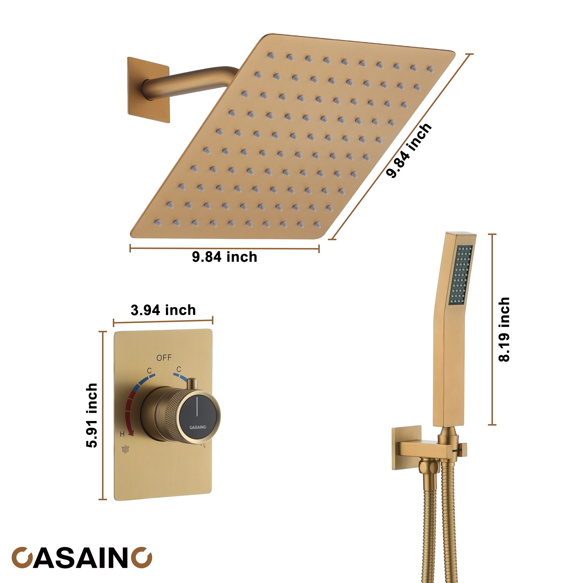 CASAINC DB-96106BN Showerhead-Bar-Panels - View #10