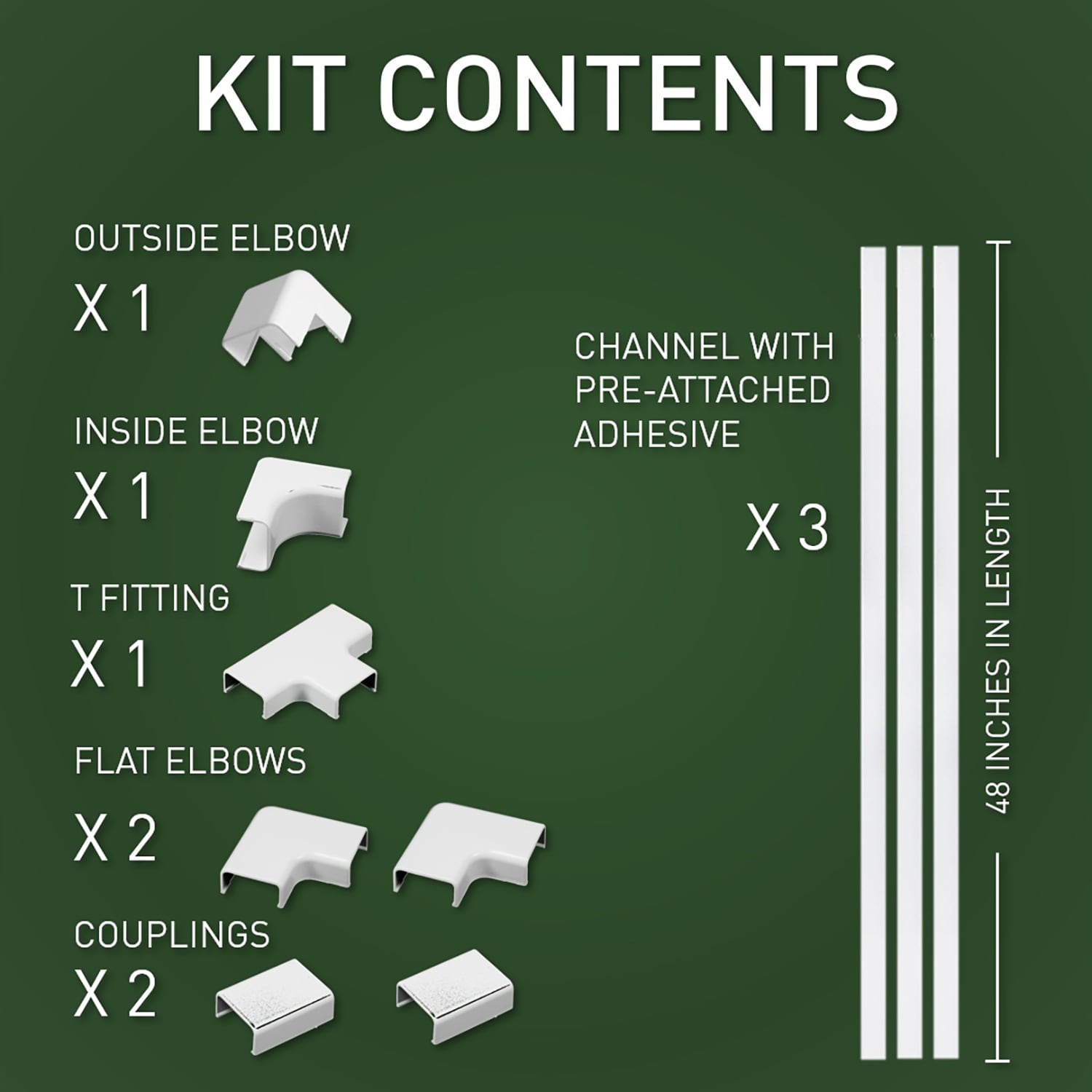 48-inch Flat Screen TV Cord Cover Kit, Nonmetallic