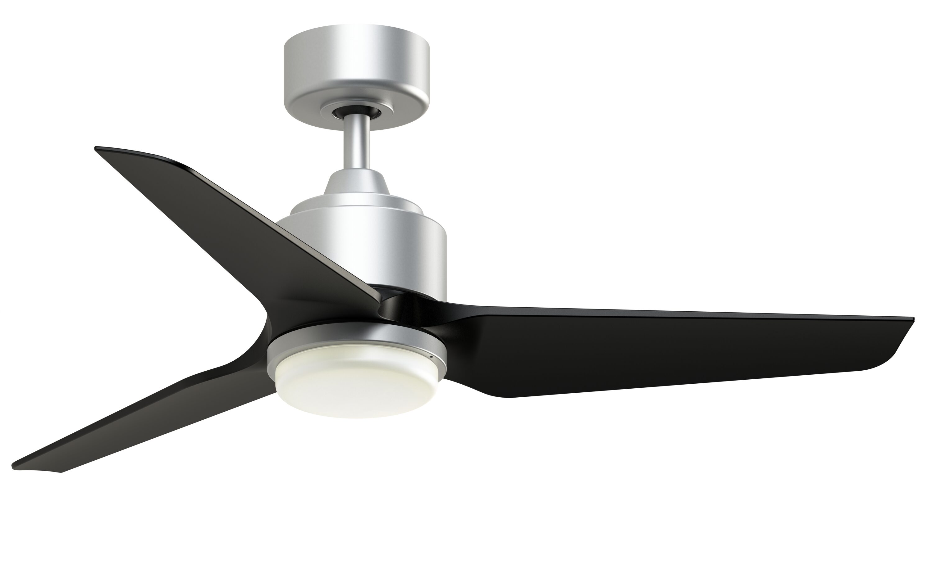 Fanimation TriAire Custom 44-in Silver with Black Blades Color-changing Integrated LED Indoor/Outdoor Smart Propeller Ceiling Fan with Light and Remote (3-Blade) FPD8514SLW-44BLW-LK Sansujyuku sansujyuku.com