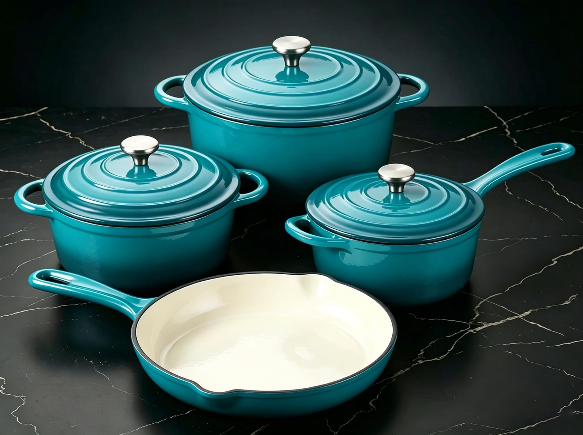 DHMHD Enameled Cast Iron Cookware Set 7 Piece Pots and Pans with Lid Oven Safe up to Five Hundred Degrees Fahrenheit for All Stovetop Cooking #LDH0821X421