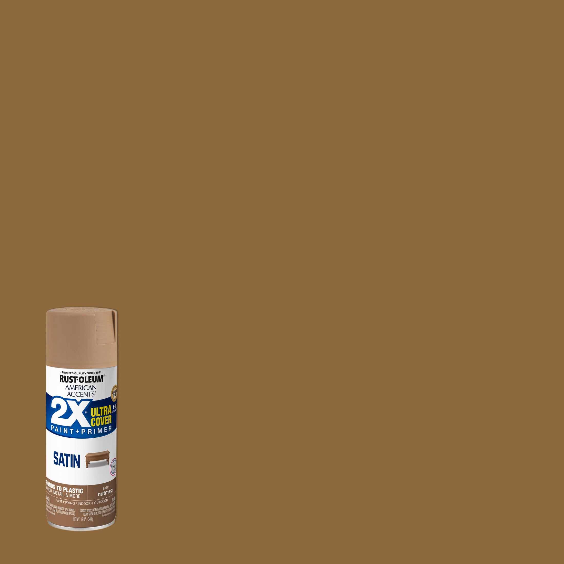 Rust-Oleum 249070 Painter's Touch 2X Ultra Cover Spray Paint, 12 oz, Satin Nutmeg