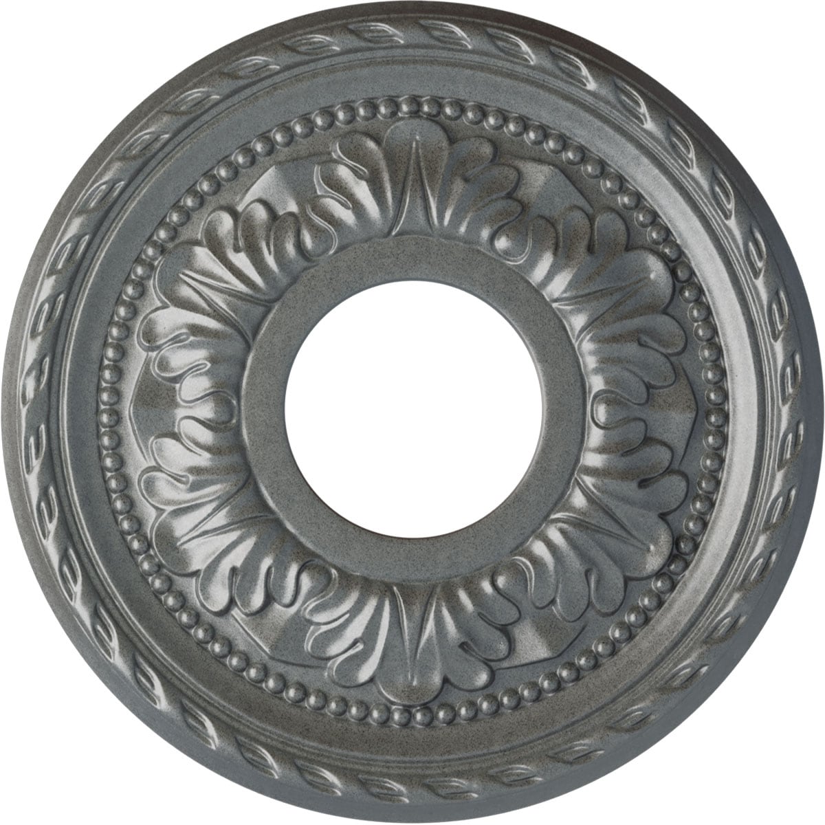 Ekena Millwork CM11PMPLS Palmetto 11.375-in W x 11.375-in L Painted Platinum Polyurethane Whole Ceiling Medallion