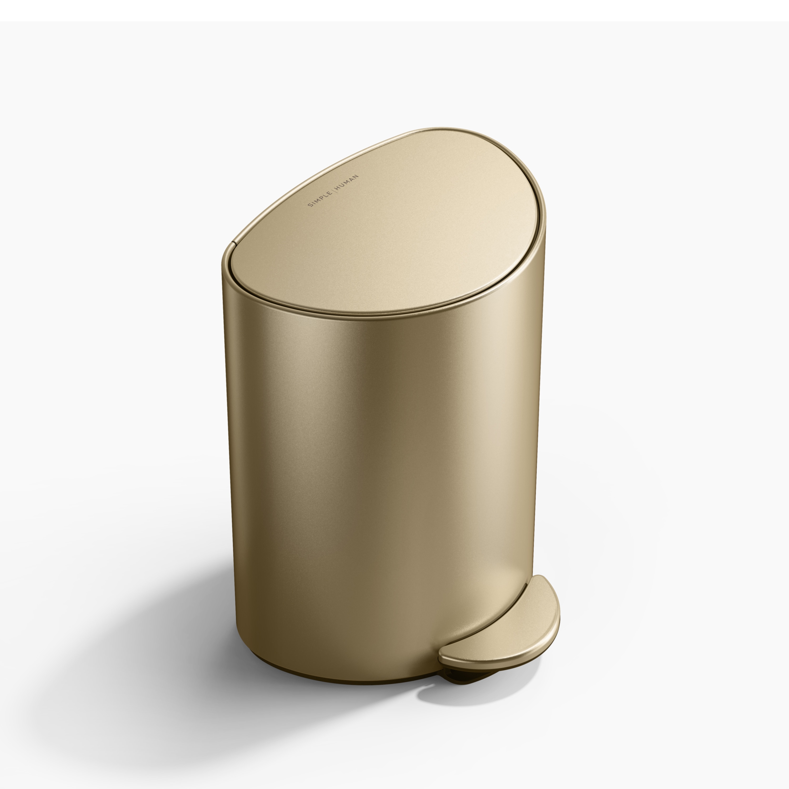 simplehuman 6L semi-round step can matte gold steel in the Trash