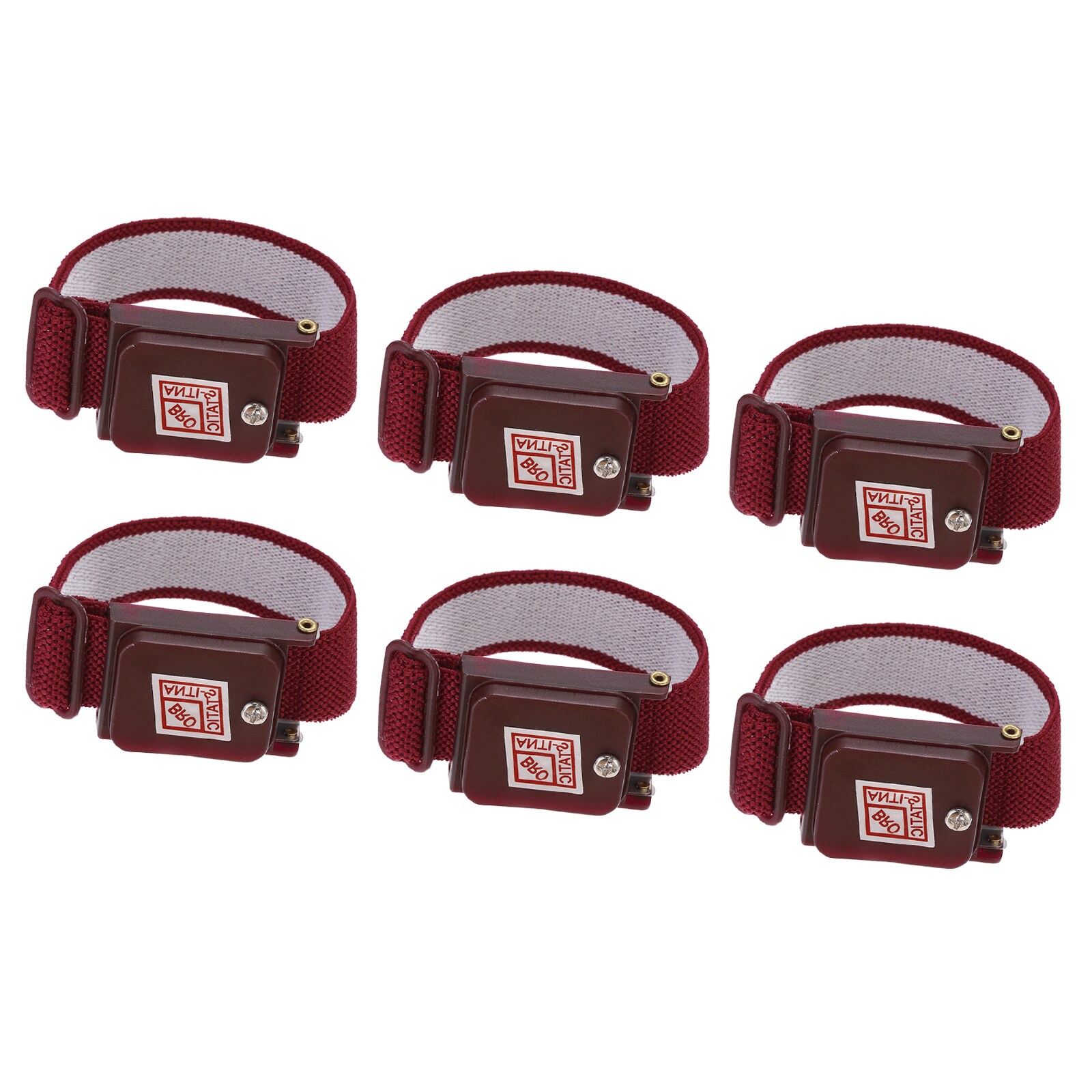 Unique Bargains 6pcs Anti Static Wrist Strap ESD Antistatic Bracelet Adjustable Cordless with Spare Bracelet for Computer Electronics Repair Maroon Red #S26021001UX0605
