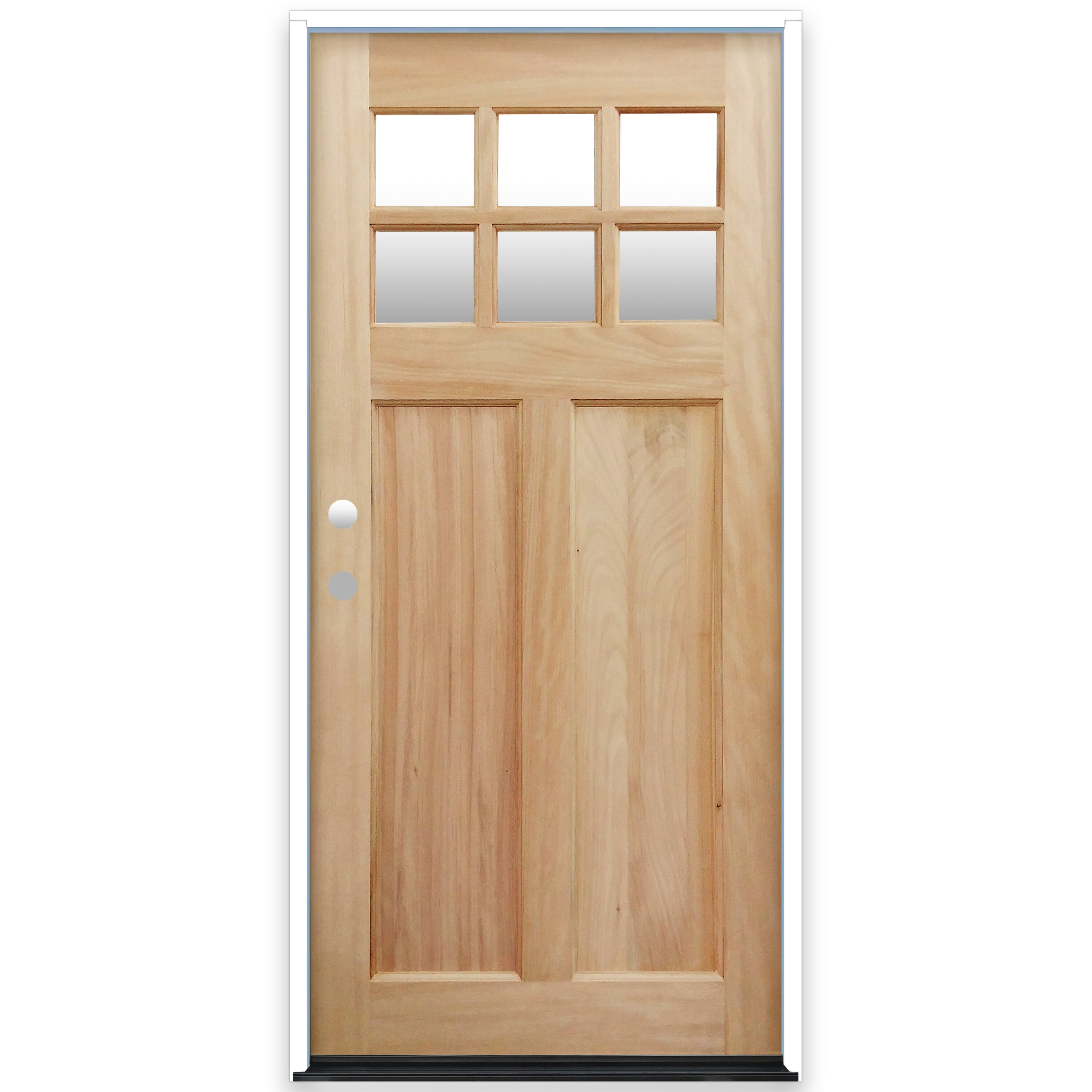 Creative Entryways UM26CR 36-in x 80-in x 4-9/16-in Wood Craftsman Right-hand inswing Unfinished Unfinished Prehung Front Door Solid hardwood core