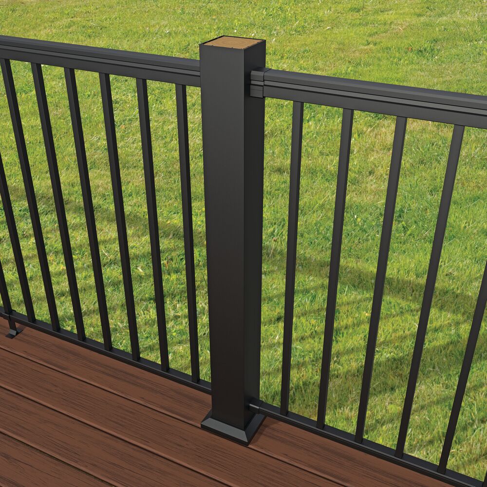 Freedom 4.25-in x 4.85-in x 3-ft Matte Black Aluminum Deck Post Sleeve ...