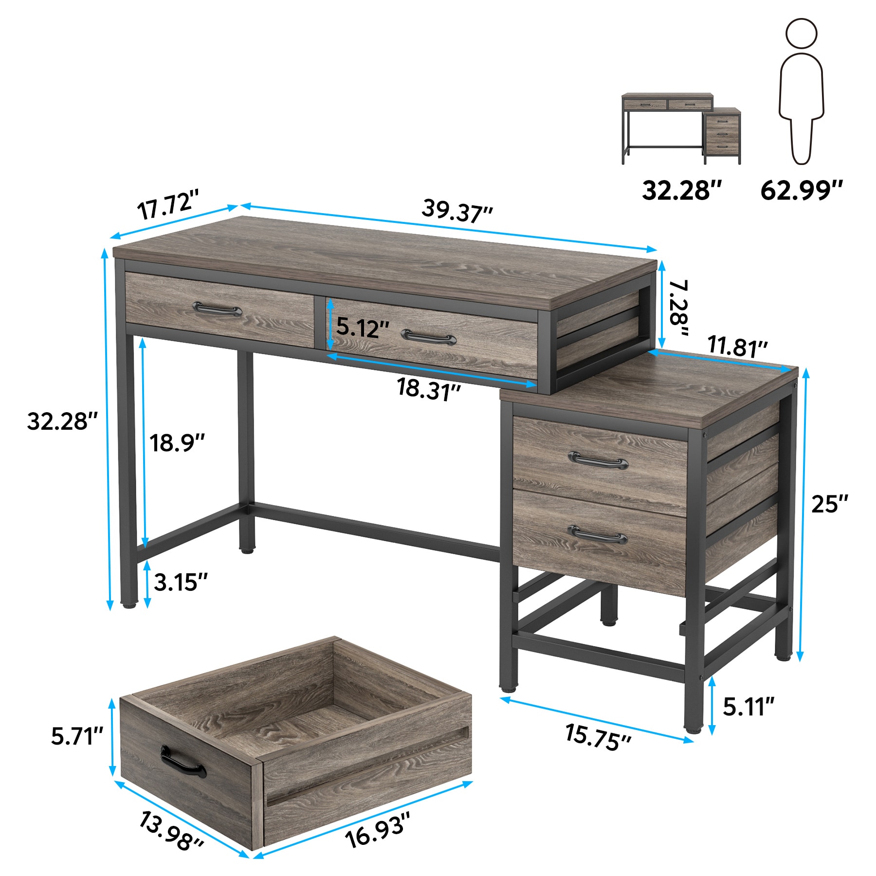 Fnova LWTJ-JW0449 Office-Tables - View #3