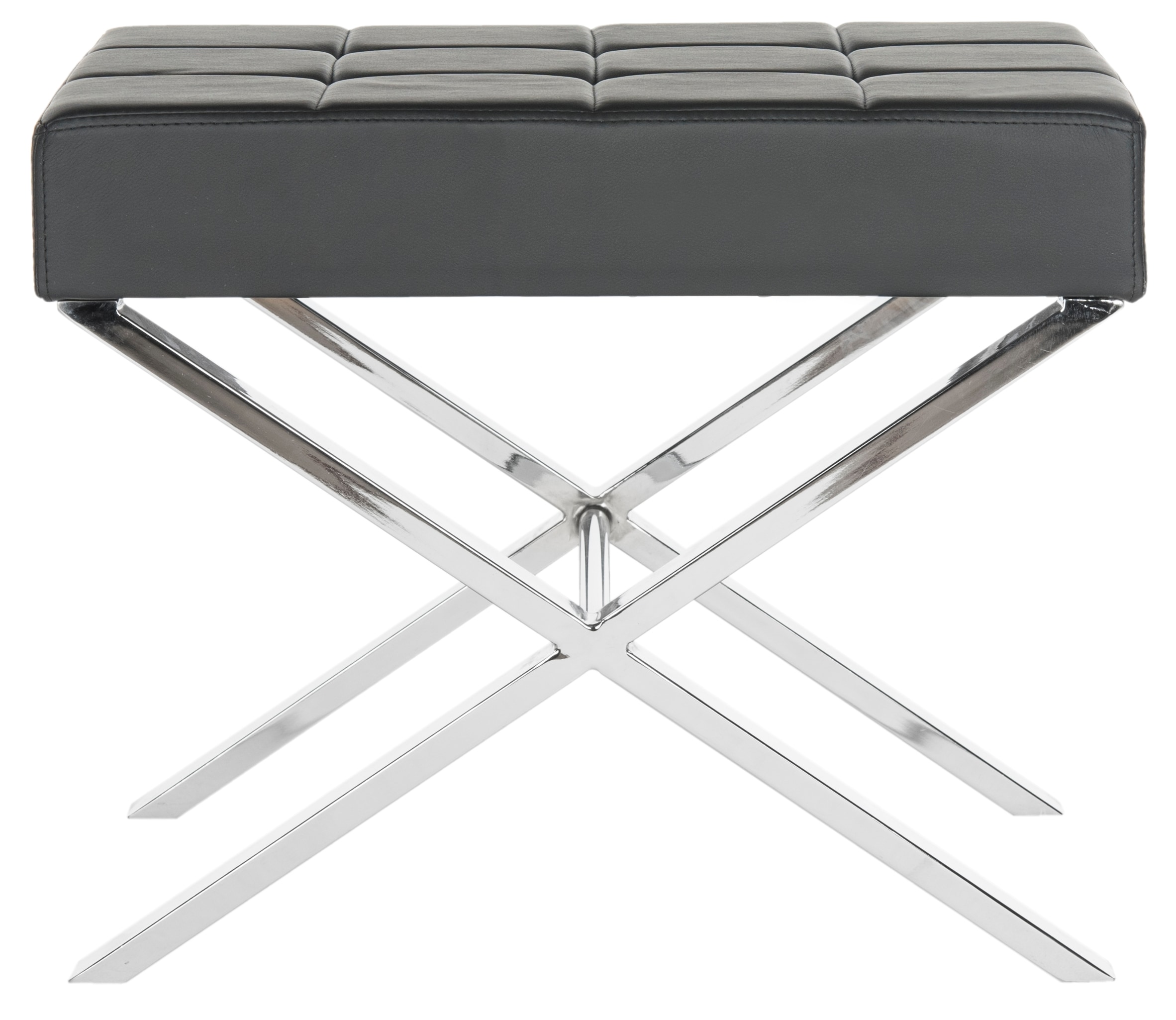 Safavieh FOX2028A Sienna Modern Black Faux Leather Ottoman