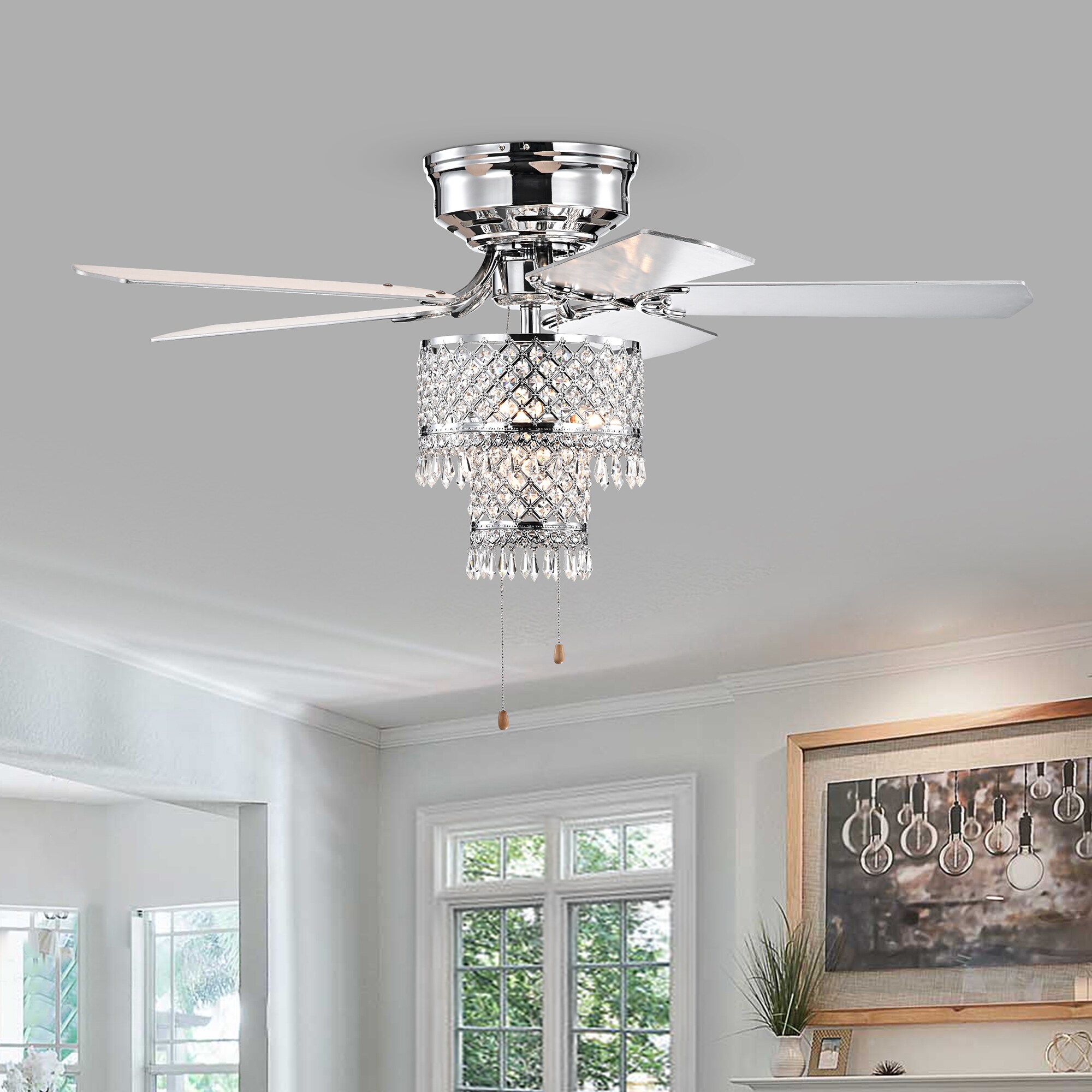 Home Accessories Inc 52-in Chrome with Plywood Blades LED Indoor ...