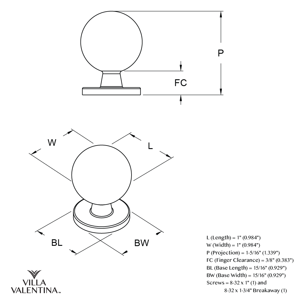 Villa Valentina VV6PC Cabinet-Knobs - View #6
