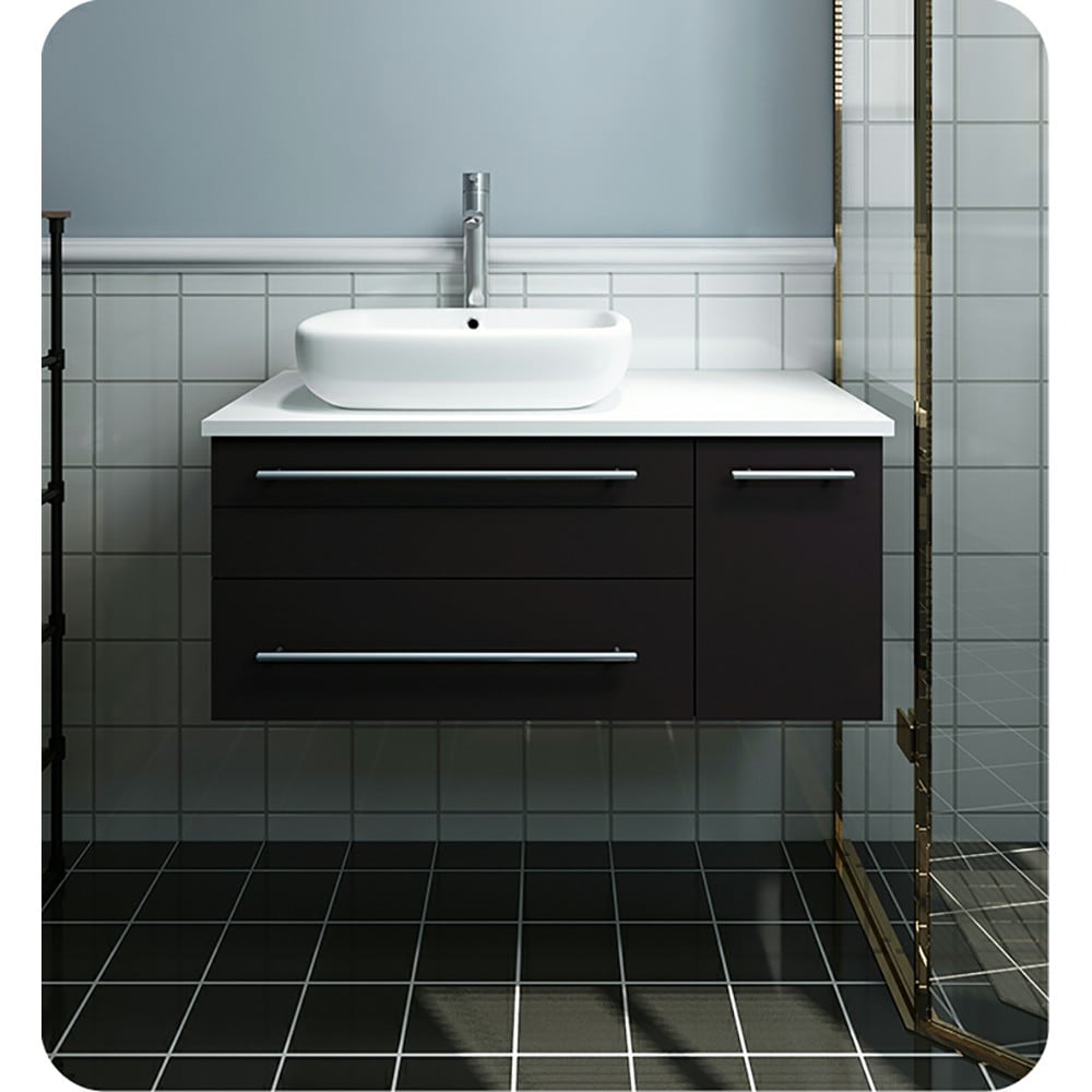 Espresso 36" Wall-Mount Modern Bathroom Vanity Cabinet