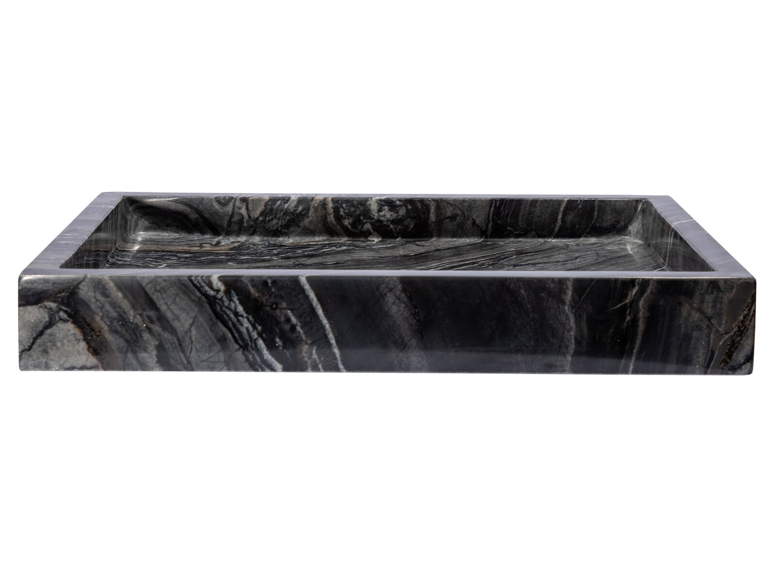 Charcoal Gray Stone Rectangular Vessel Bathroom Sink