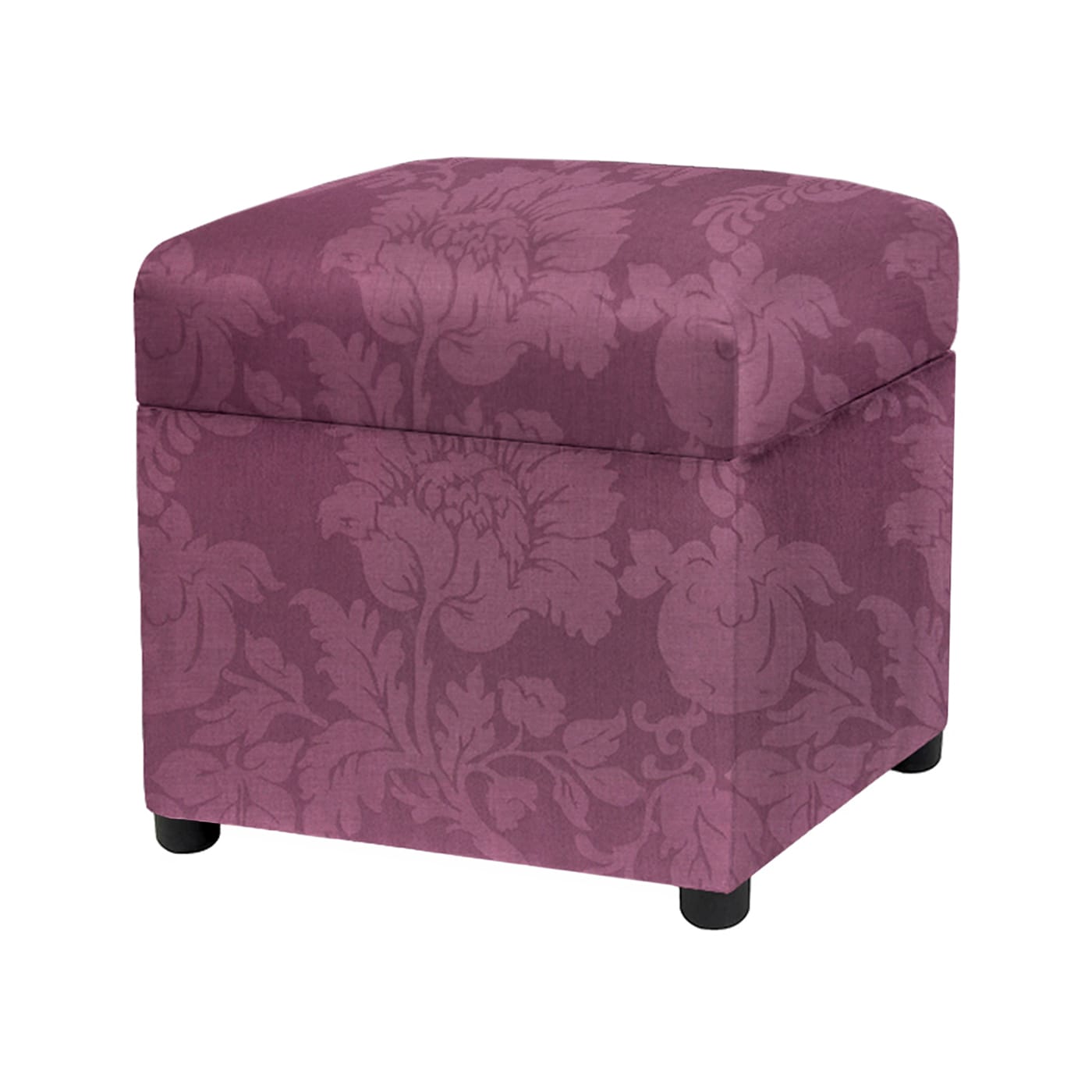 Jennifer Taylor Home 2319-626 Jacob Midcentury Purple Floral Jacquard Storage Ottoman