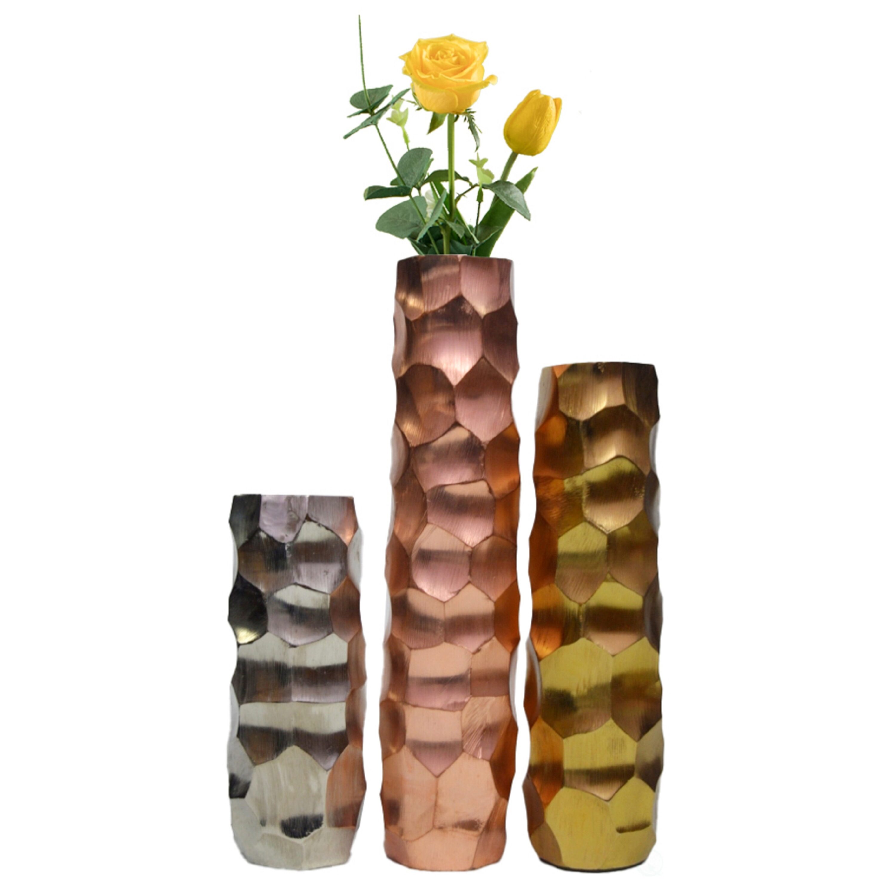 Uniquewise QI004247 3 -Pack Multiple colors/finishes Metal Modern Vase