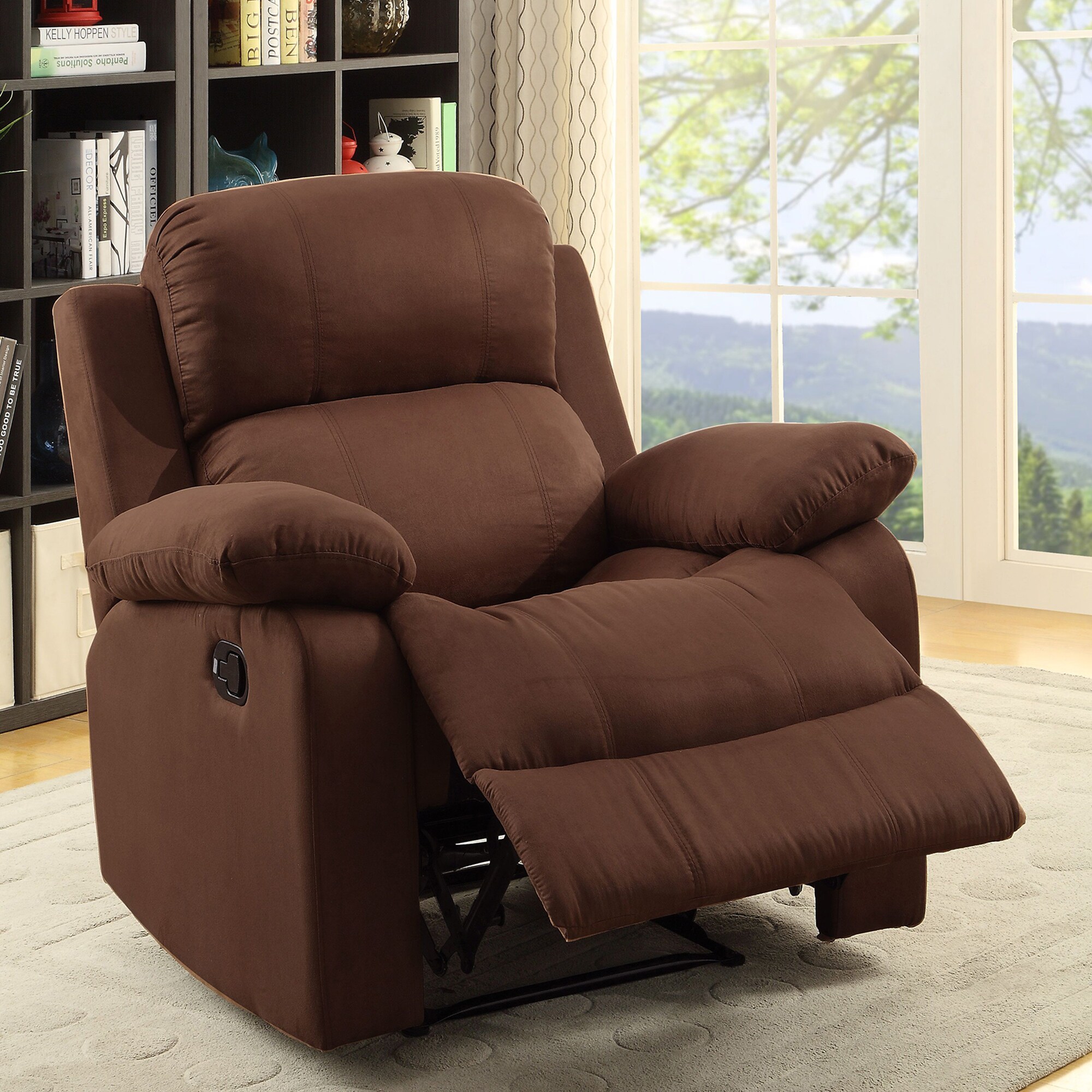 Clihome Beige Ergonomic Velvet Power Lift Recliner Chair for