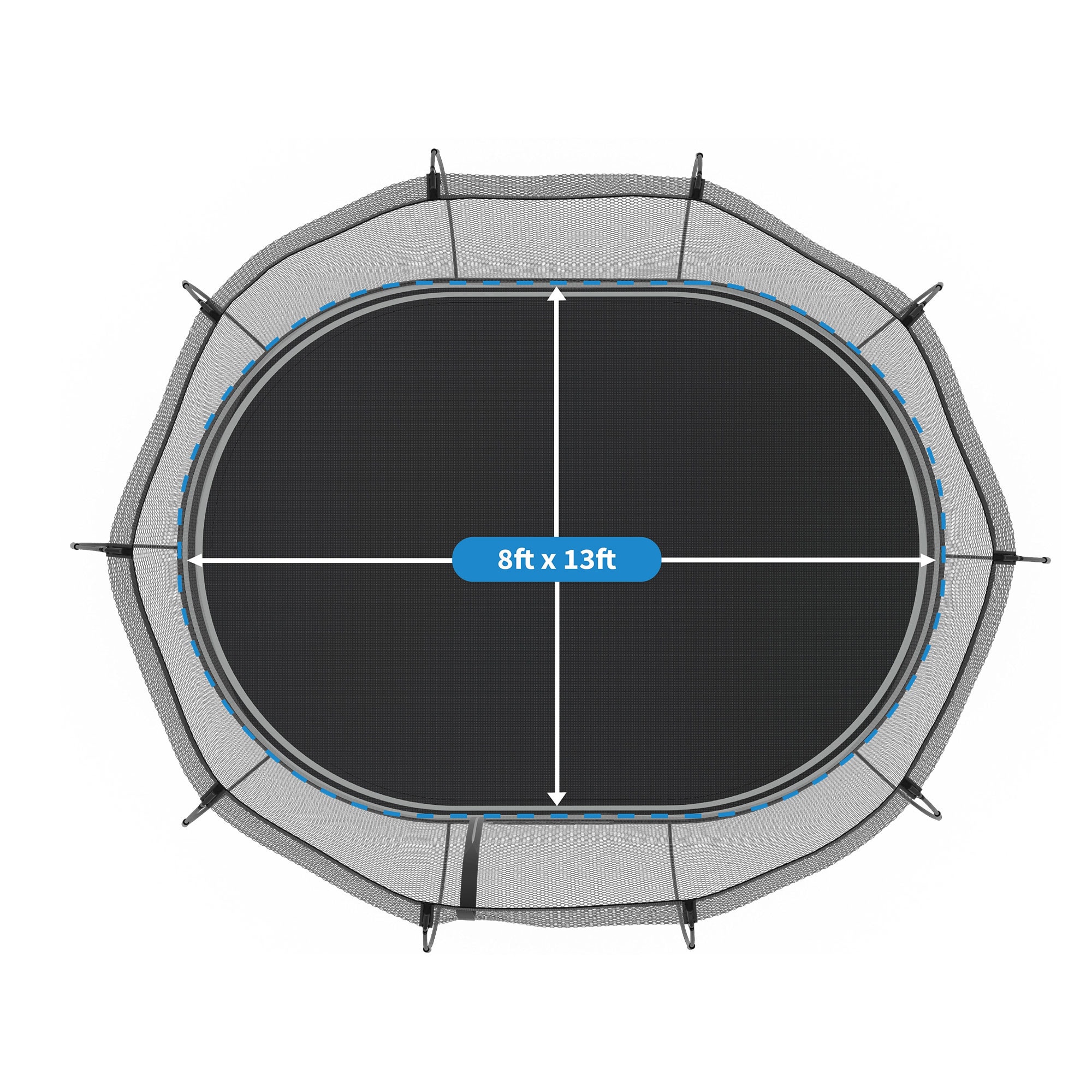 Black Oval Springless Trampoline with Safety Enclosure and Ladder