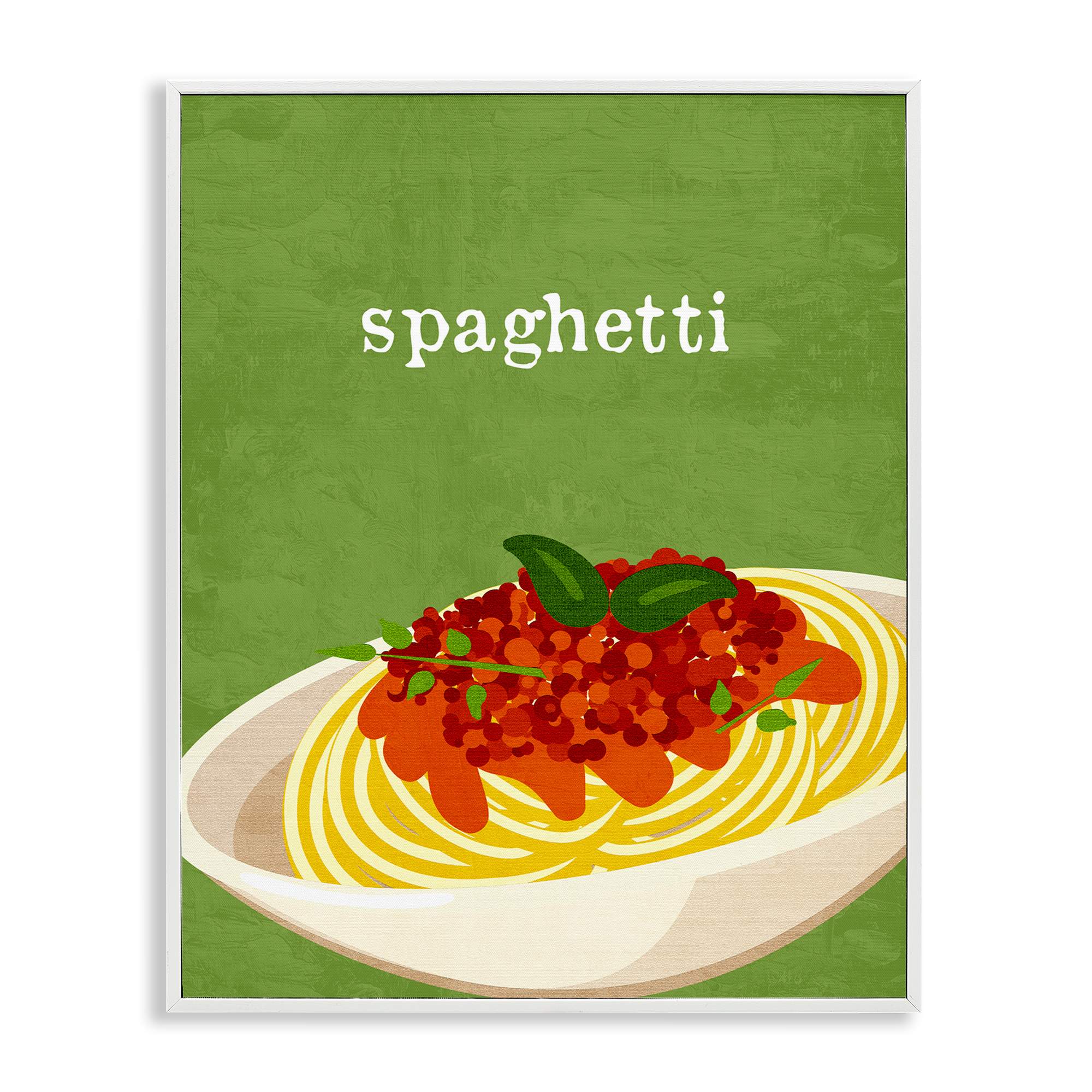 Stupell Industries - Spaghetti Italian Cuisine White Framed Giclee Art By Kim Allen 11 x 14