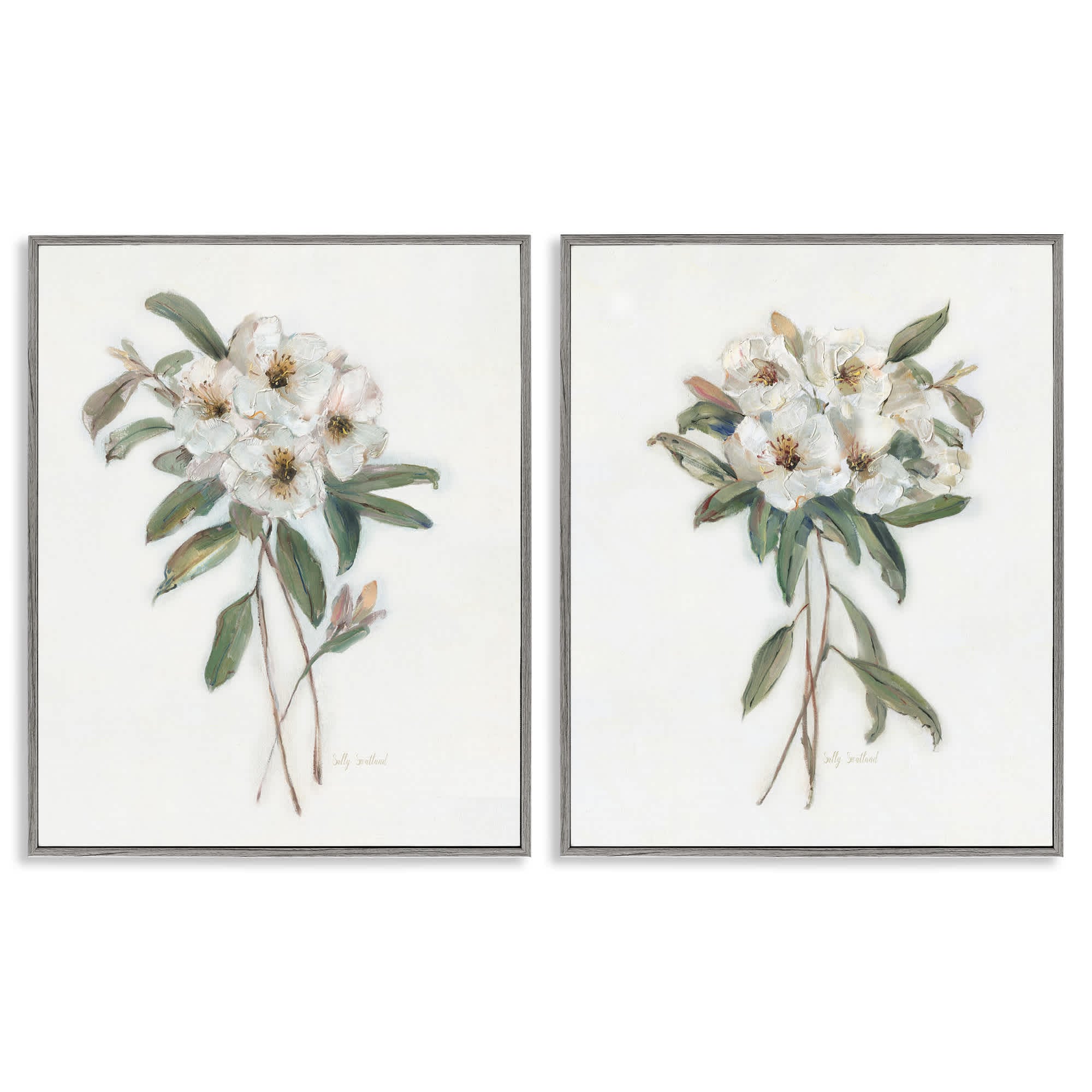 Stupell Industries B2-742-GFF-2PC-24X30 Wild Spring Flower Bundles 2 Piece Gray Framed Giclee Art Set By Sally Swatland 24 x 30