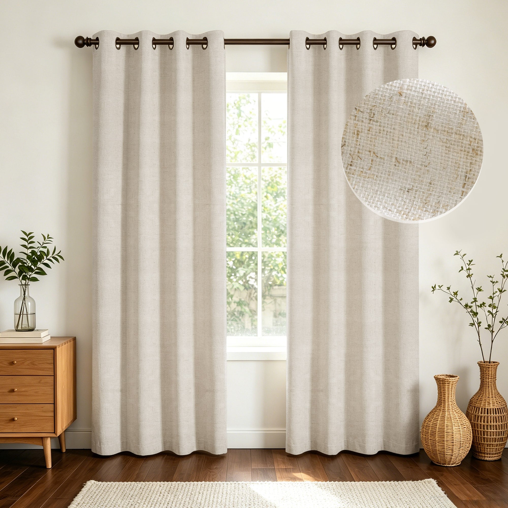 Awesome Home 52-in W x 84-in L Linen Linen Slub Blackout Grommet Pair (2 Panels)