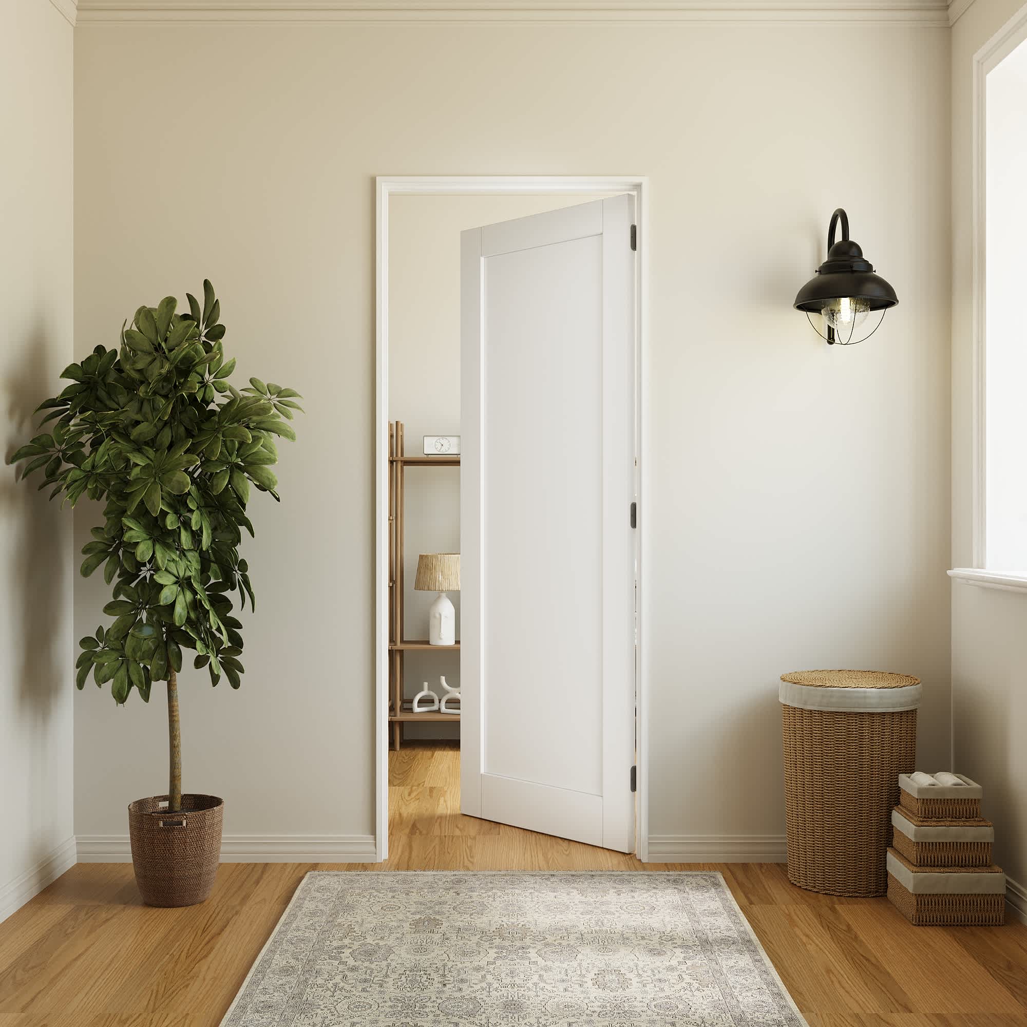 Ark Design 1-Panel Solid Core MDF and Manufacture Wood White Primed Interior Door Slab 30-in x 80-in