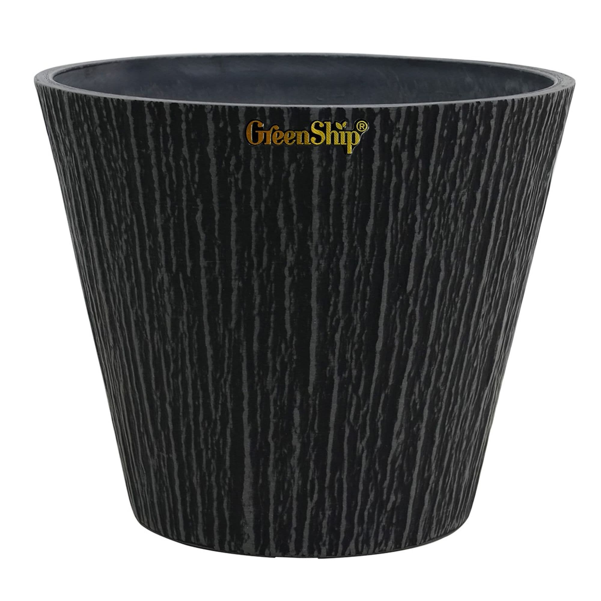 Greenship S-13B40C Round 12.6-Inches W Large Gray Resin Indoor/Outdoor Planter