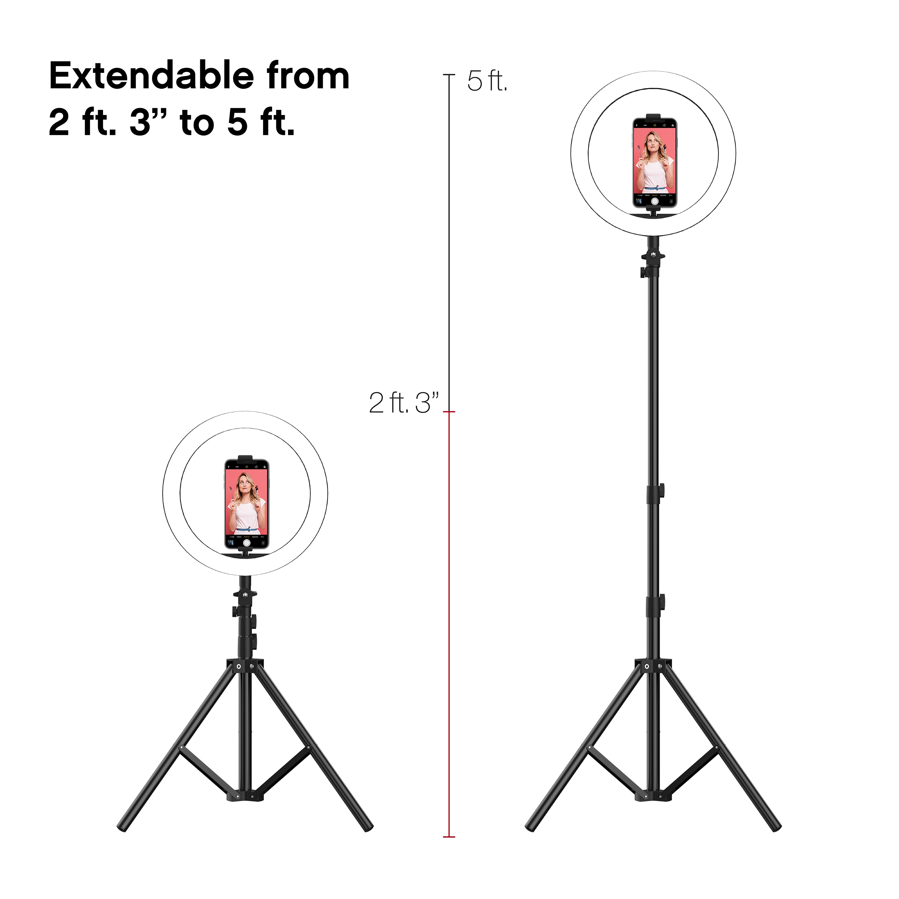 Tzumi ONAIR 8 LED Ring Light with Tripod Stand & Phone Holder