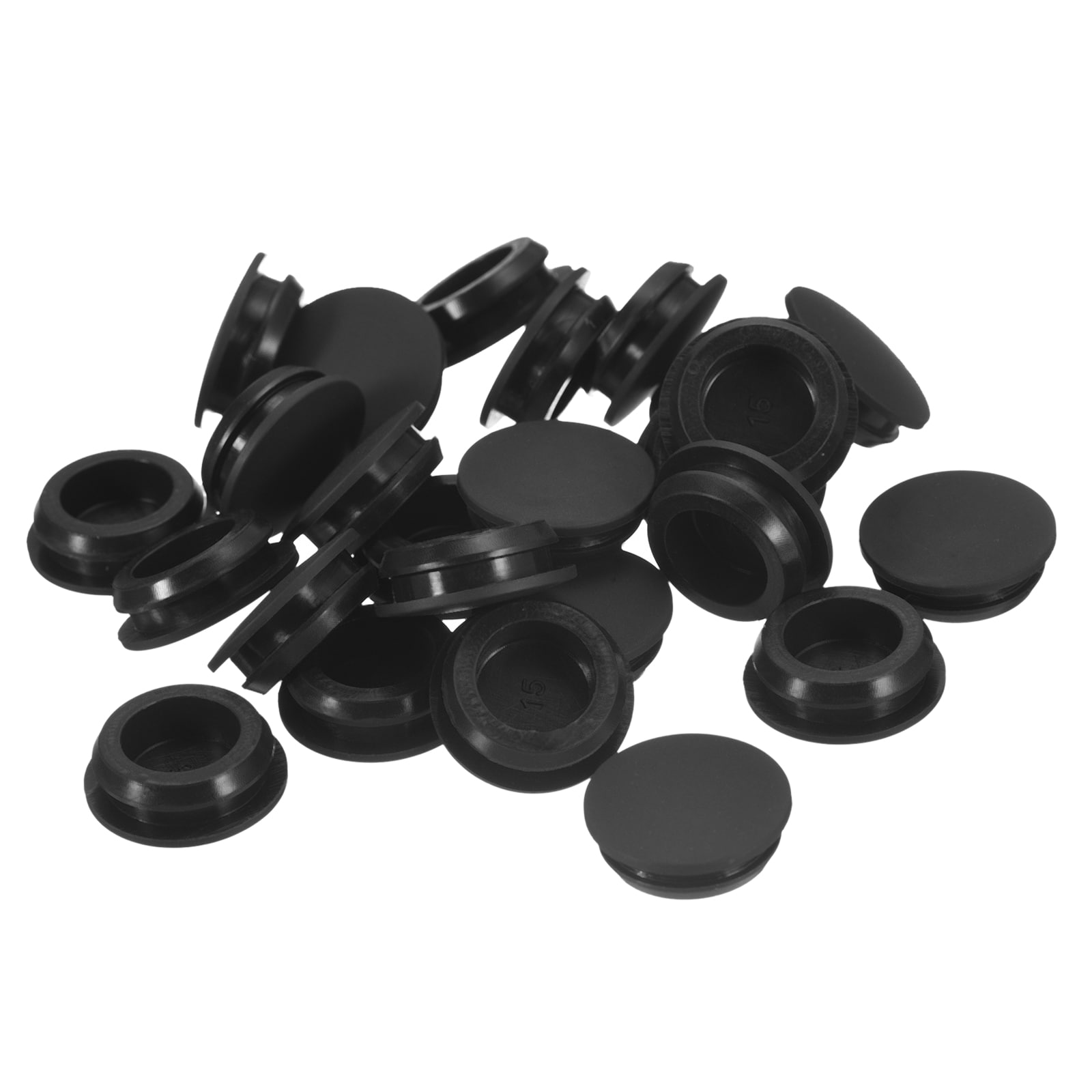 Unique Bargains 25pcs Silicone Plugs Rubber Round Snap in Locking Hole Plugs for 14.5-15.5mm Hole Hole Stoppers Waterproof Hole Plug for Metal Tube Furniture End Caps Inserts Black #S26031601UX0248