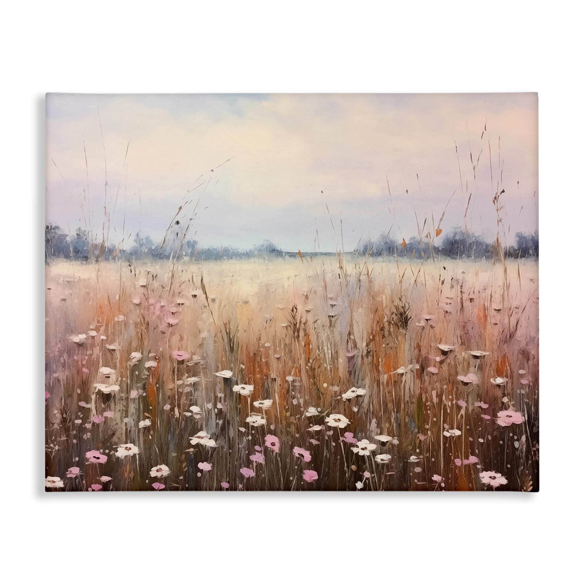 Stupell Industries BT-764-CN-36X48 Neutral Tone Wildflower Field Canvas Wall Art By Arlington Prints 48 x 36