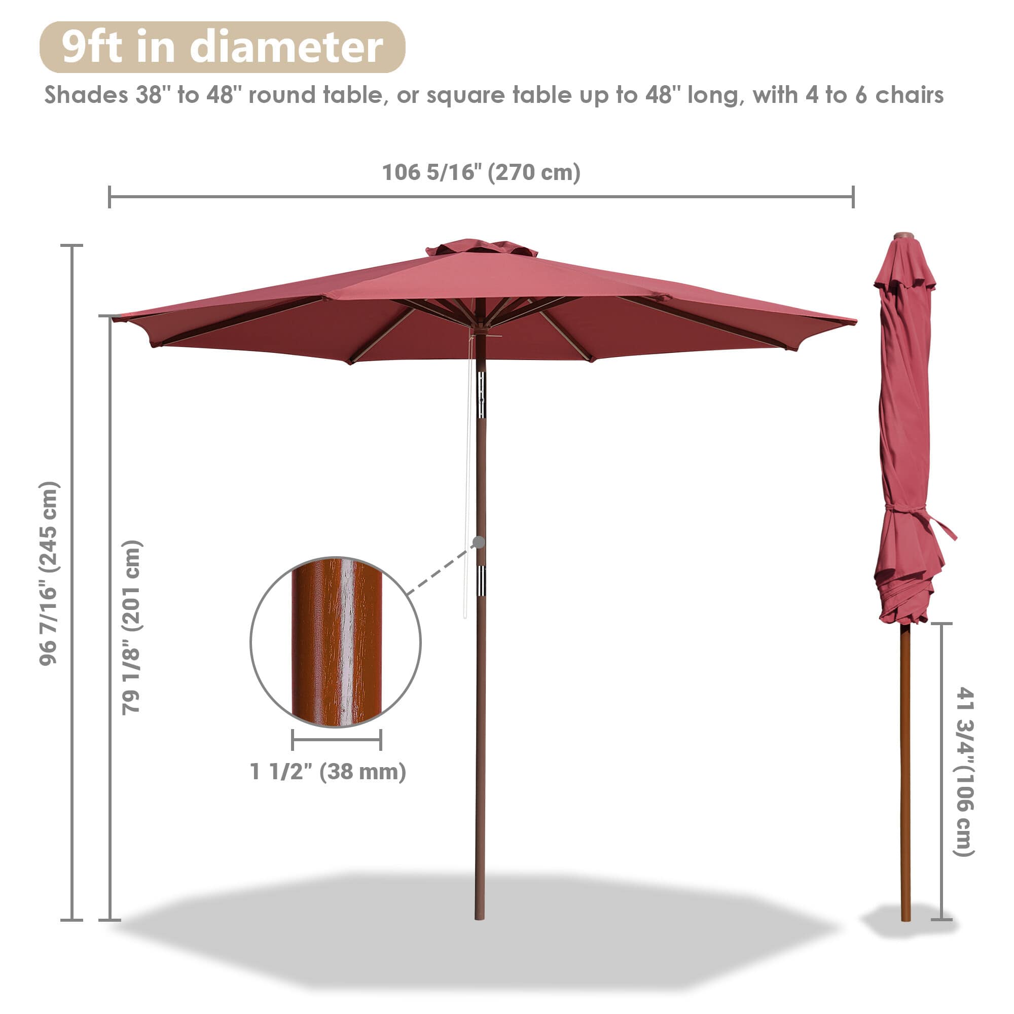 Yescom 07UMB034-9WT-TERR-LO Umbrellas-2 - View #6
