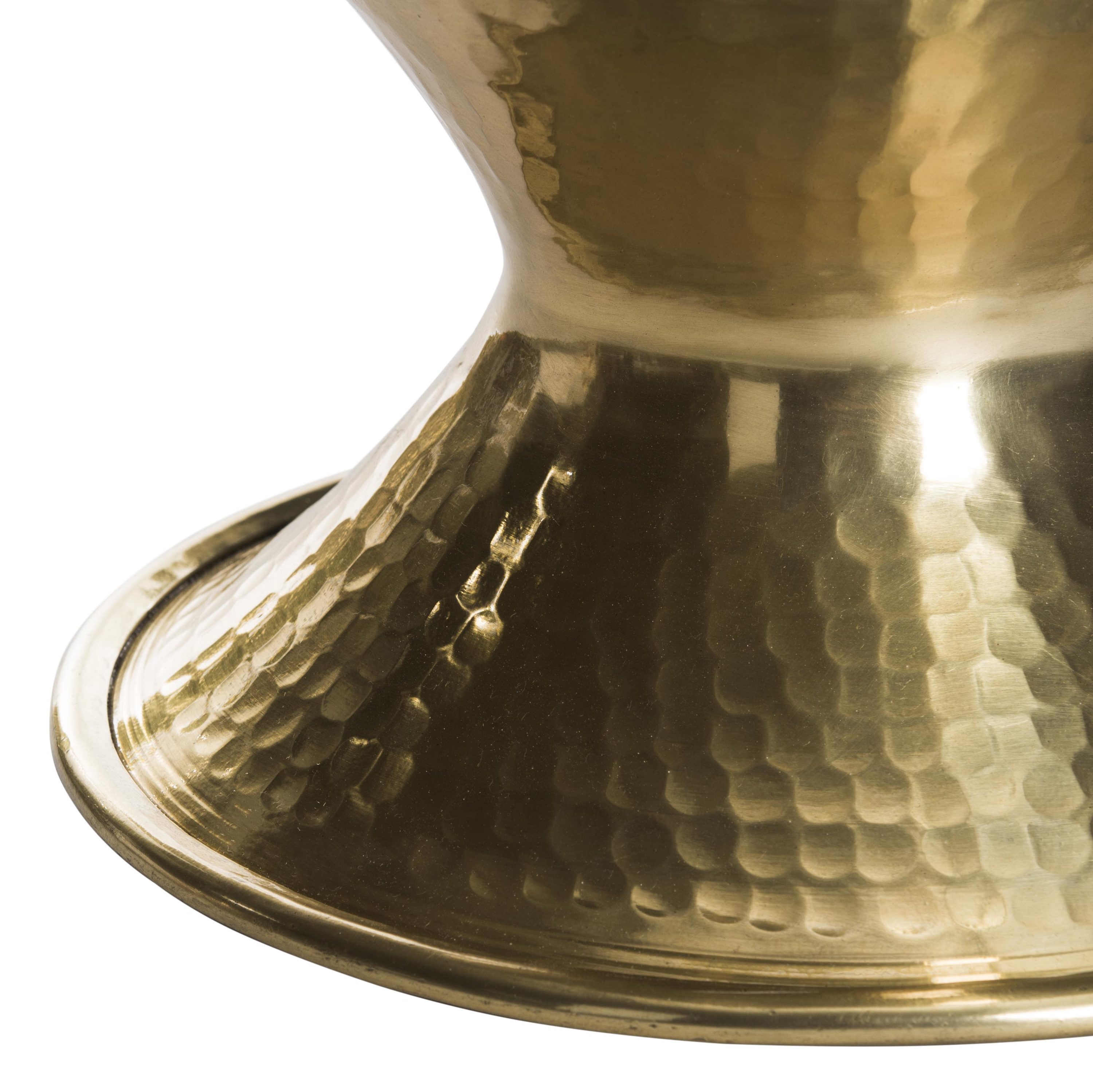 Transitional 12'' Gold Hammered Metal Round Accent Table