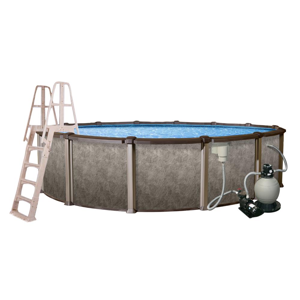Blue Wave Riviera 27-ft x 27-ft x 54-in Round Above-Ground Pool at