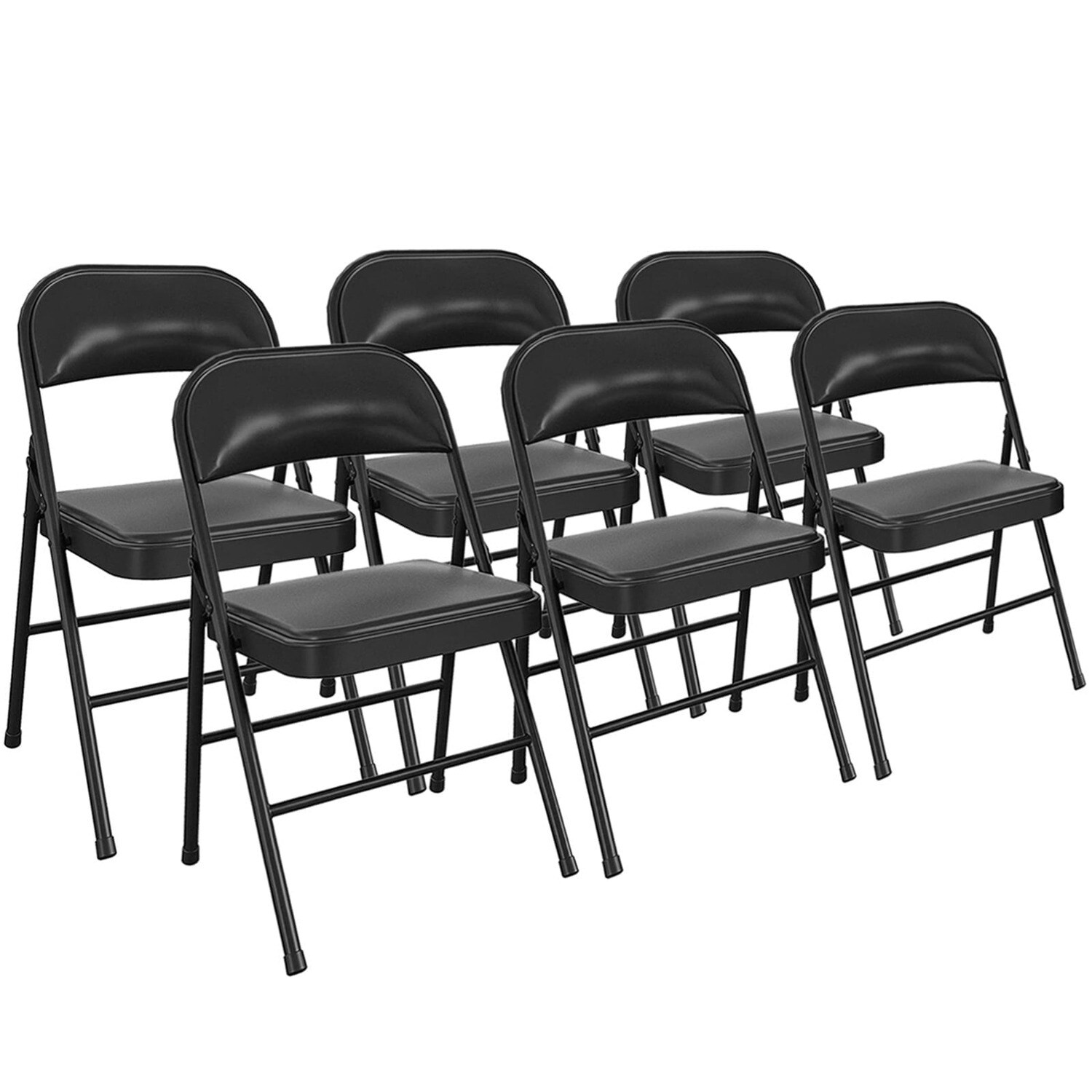 GIVIMO Set of 10 Padded Folding Chairs with Double-Braced Steel Frame 330-lb Capacity Cushioned Seats and Non-Slip Foot Pads Foldable Flat Fully Assembled Indoor Outdoor Seating for Events Office Classroom Church Home and Rental Venues Black