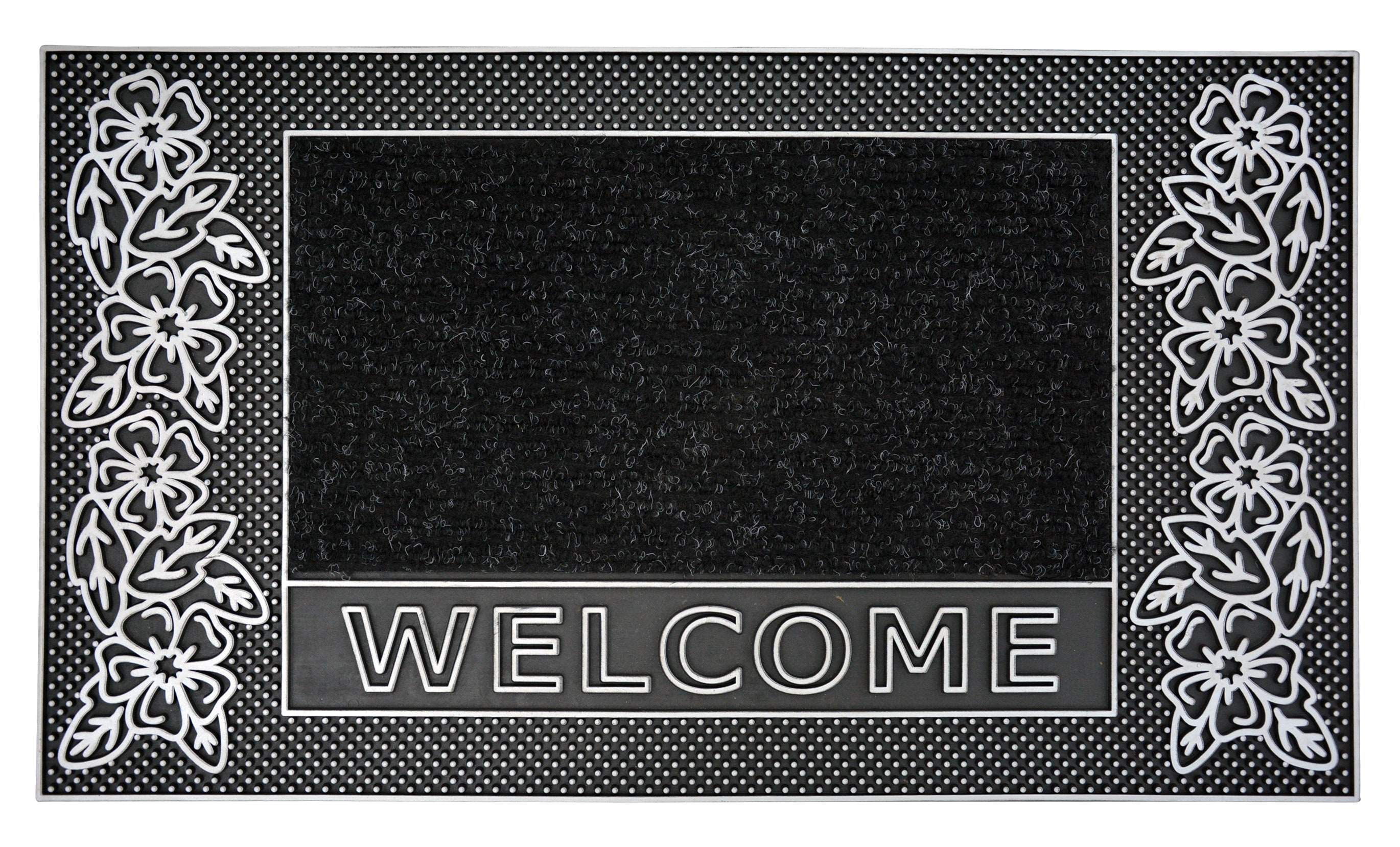 J&V Textiles Original Durable Rubber Door Mat, 18x28, Heavy Duty Doormat, Indoor Outdoor, Waterproof, Easy Clean, Low-Profile Mats for Entry, Garage