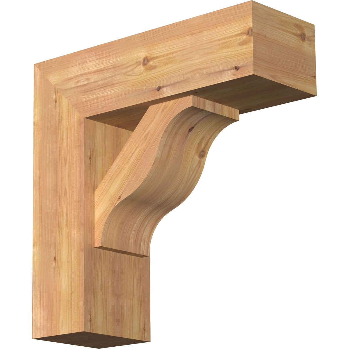 Ekena Millwork 1462370 Funston Block Smooth Bracket with Offset Brace 7-1/2-in x 22-in x 22-in Western red cedar Brown Wood Standard bracket