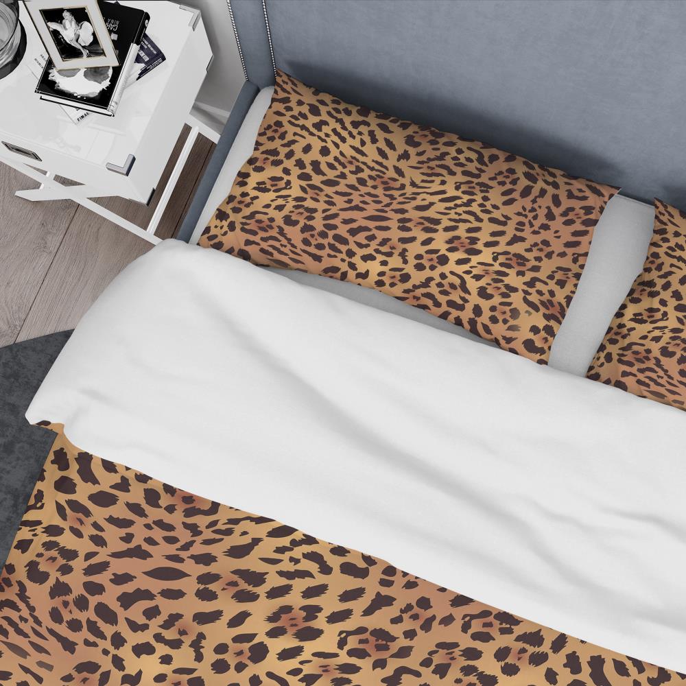 Twin Leopard Print Microfiber Polyester Duvet Cover Set