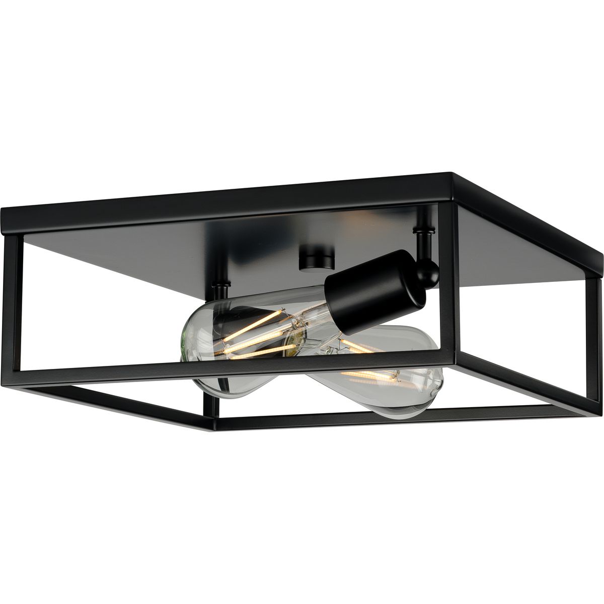 Matte Black 2-Light Modern Flush Mount Ceiling Fixture