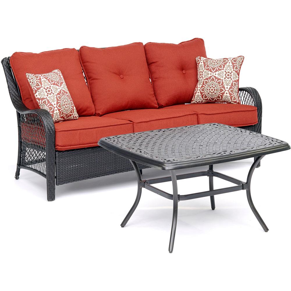 Hanover ORL2PCCT-BRY Orleans 2-Piece Patio Conversation Set with Red Cushions