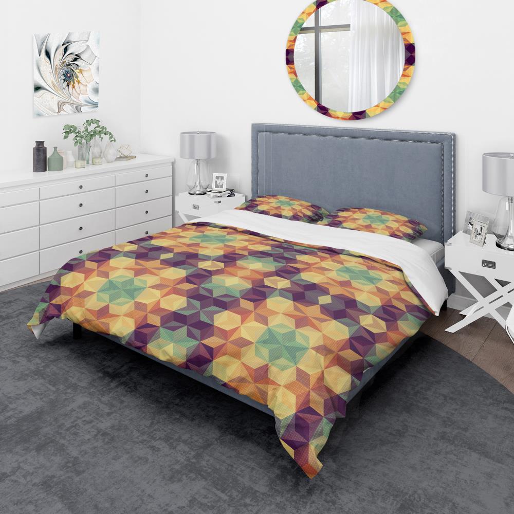 Designart BED19264-Q 3 -Piece Yellow and Gold Queen Duvet cover Set